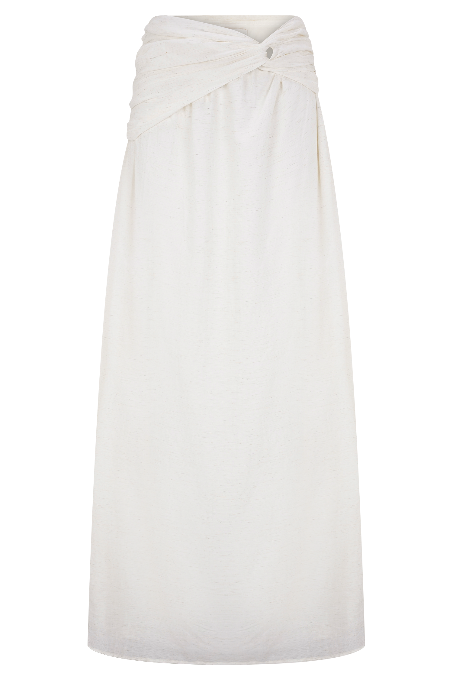 Scottie Gathered Linen Knot Maxi Skirt - Oat Marle #10