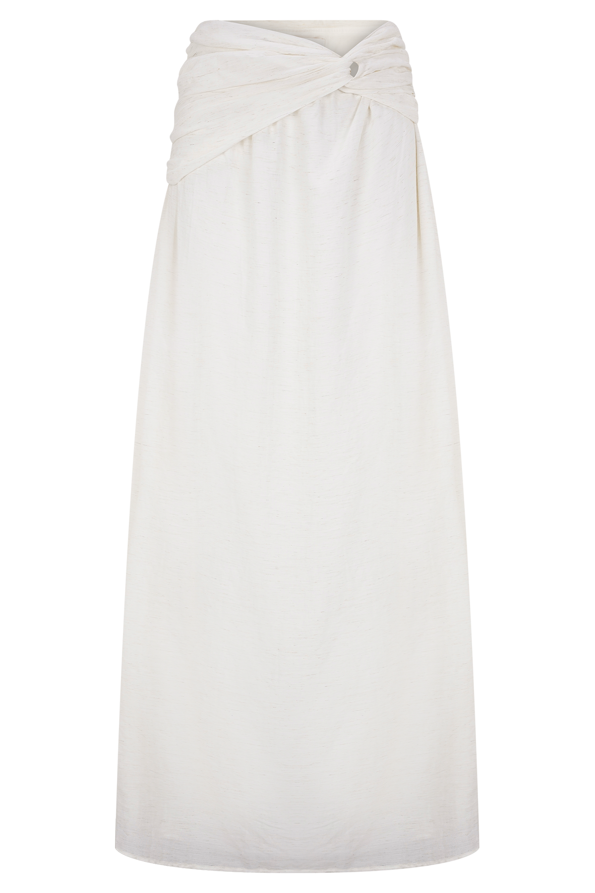 Scottie Gathered Linen Knot Maxi Skirt - Oat Marle #10