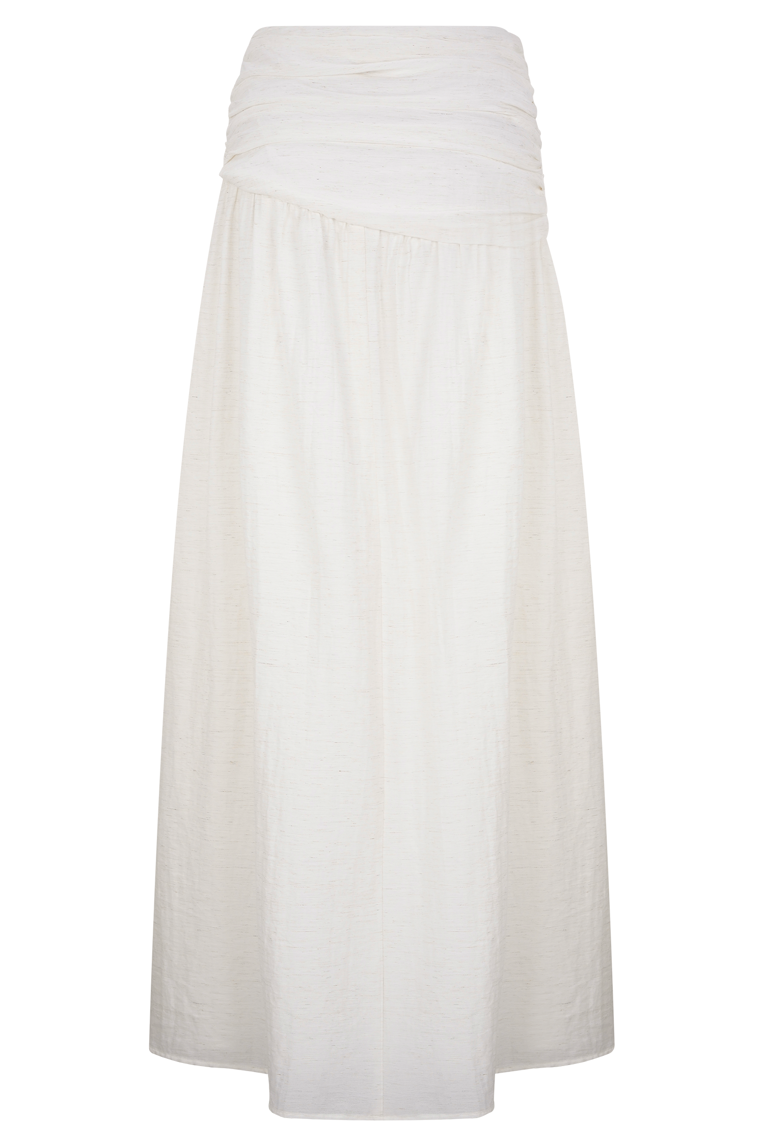 Scottie Gathered Linen Knot Maxi Skirt - Oat Marle #8