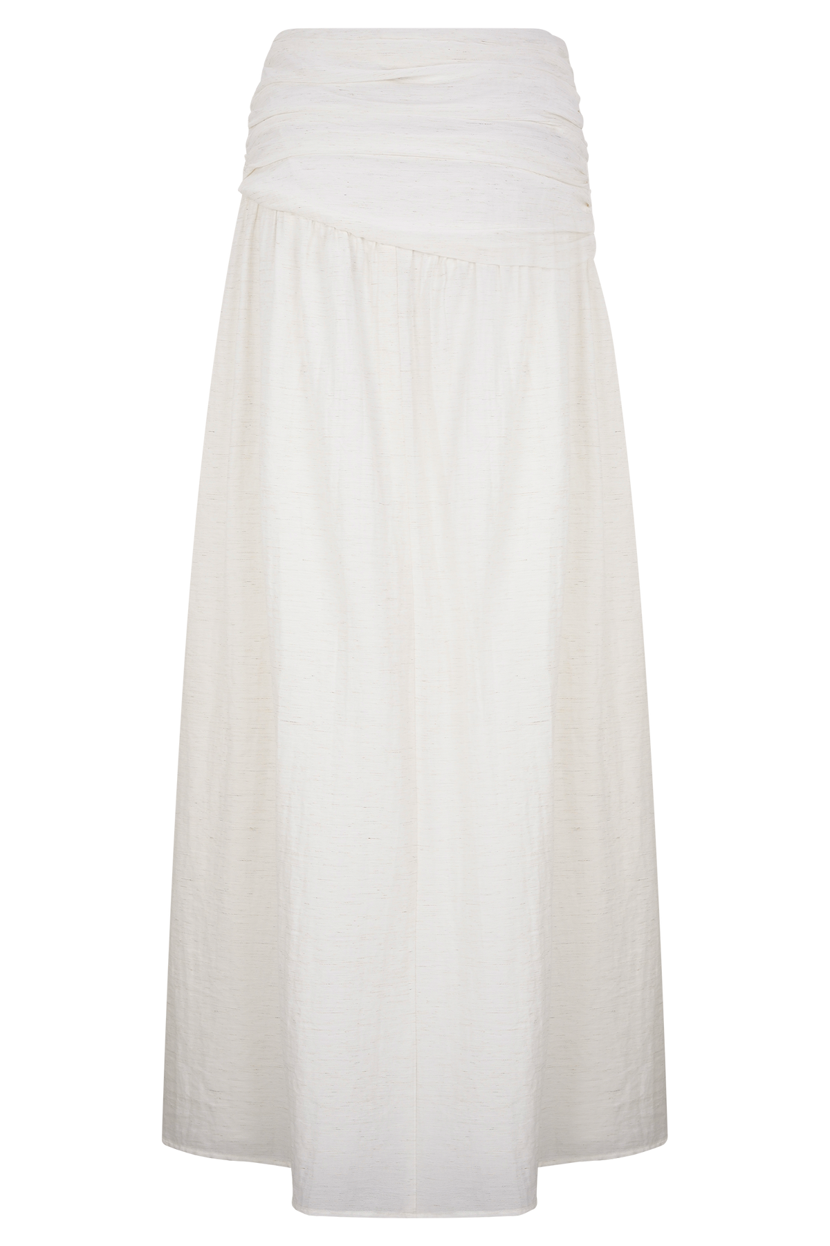 Scottie Gathered Linen Knot Maxi Skirt - Oat Marle #9