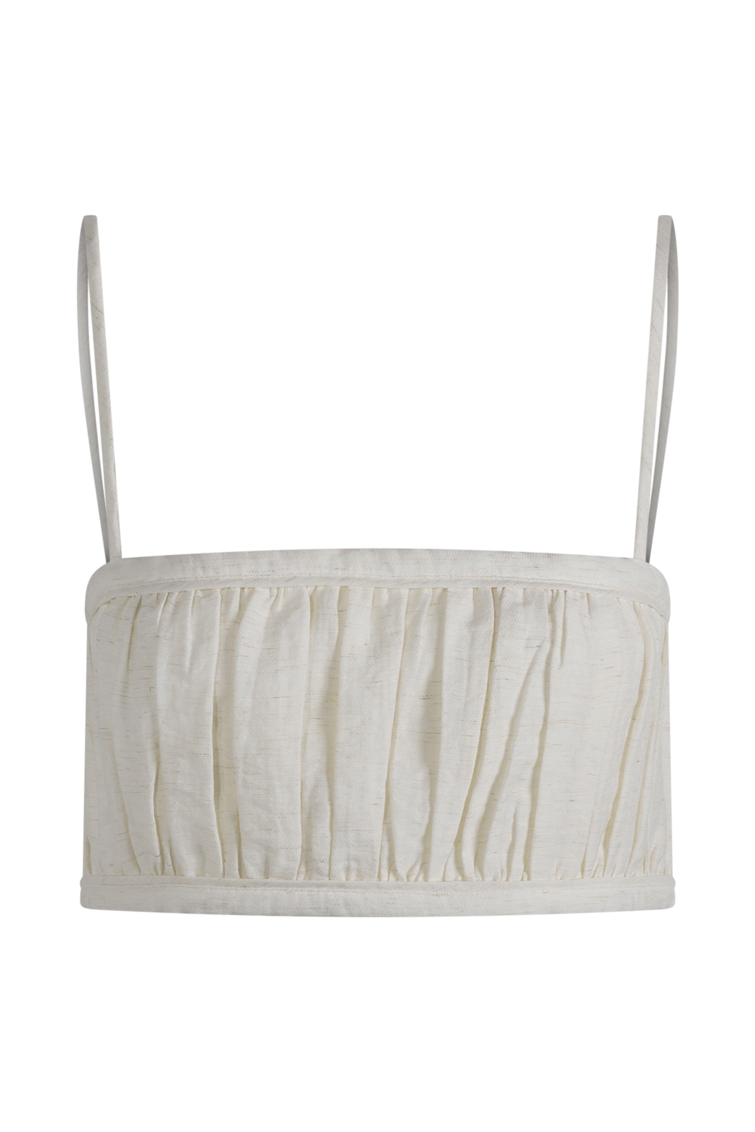 Scottie Shirred Linen Bandeau - Oat Marle #9