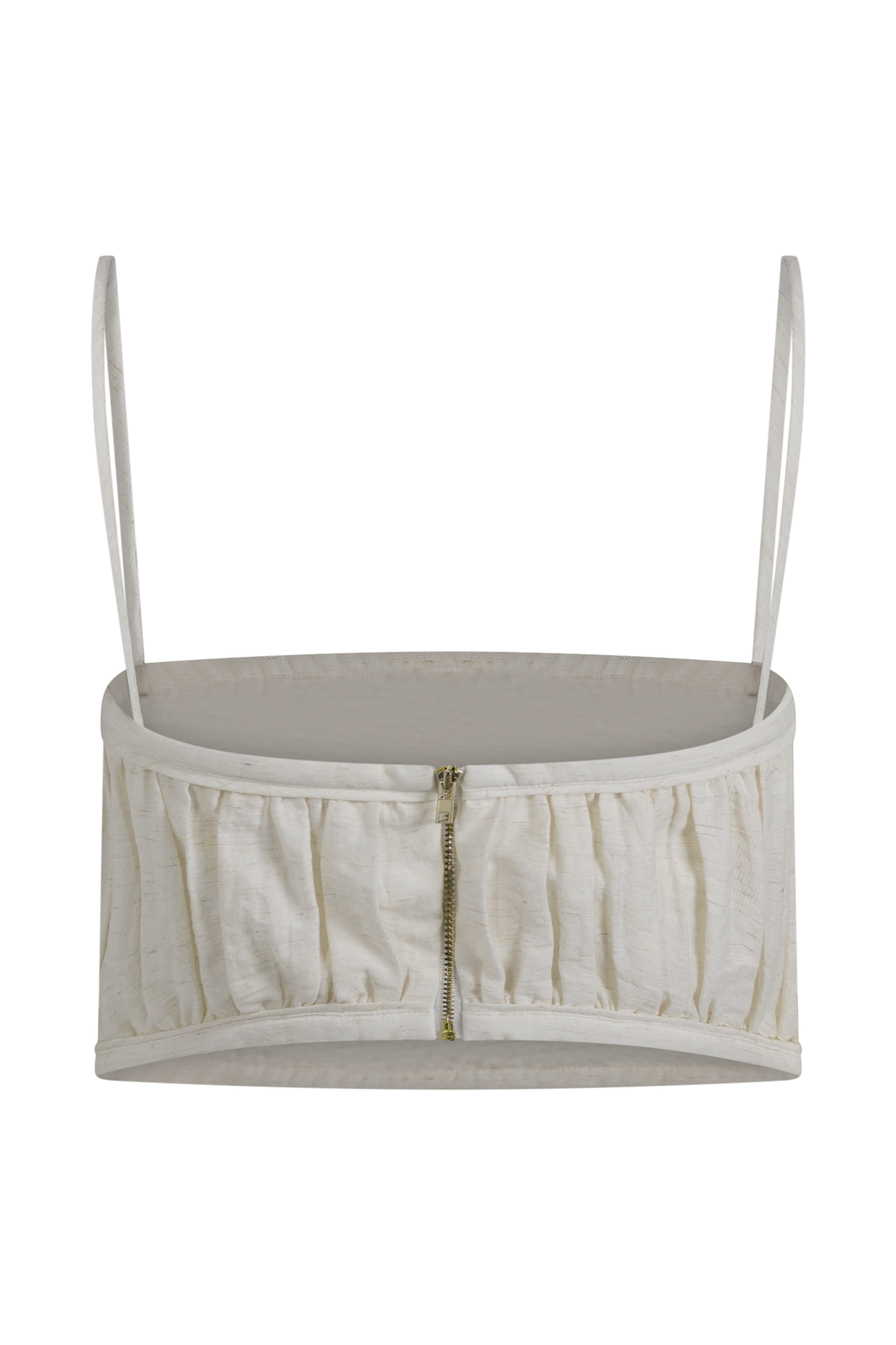 Scottie Shirred Linen Bandeau - Oat Marle #8