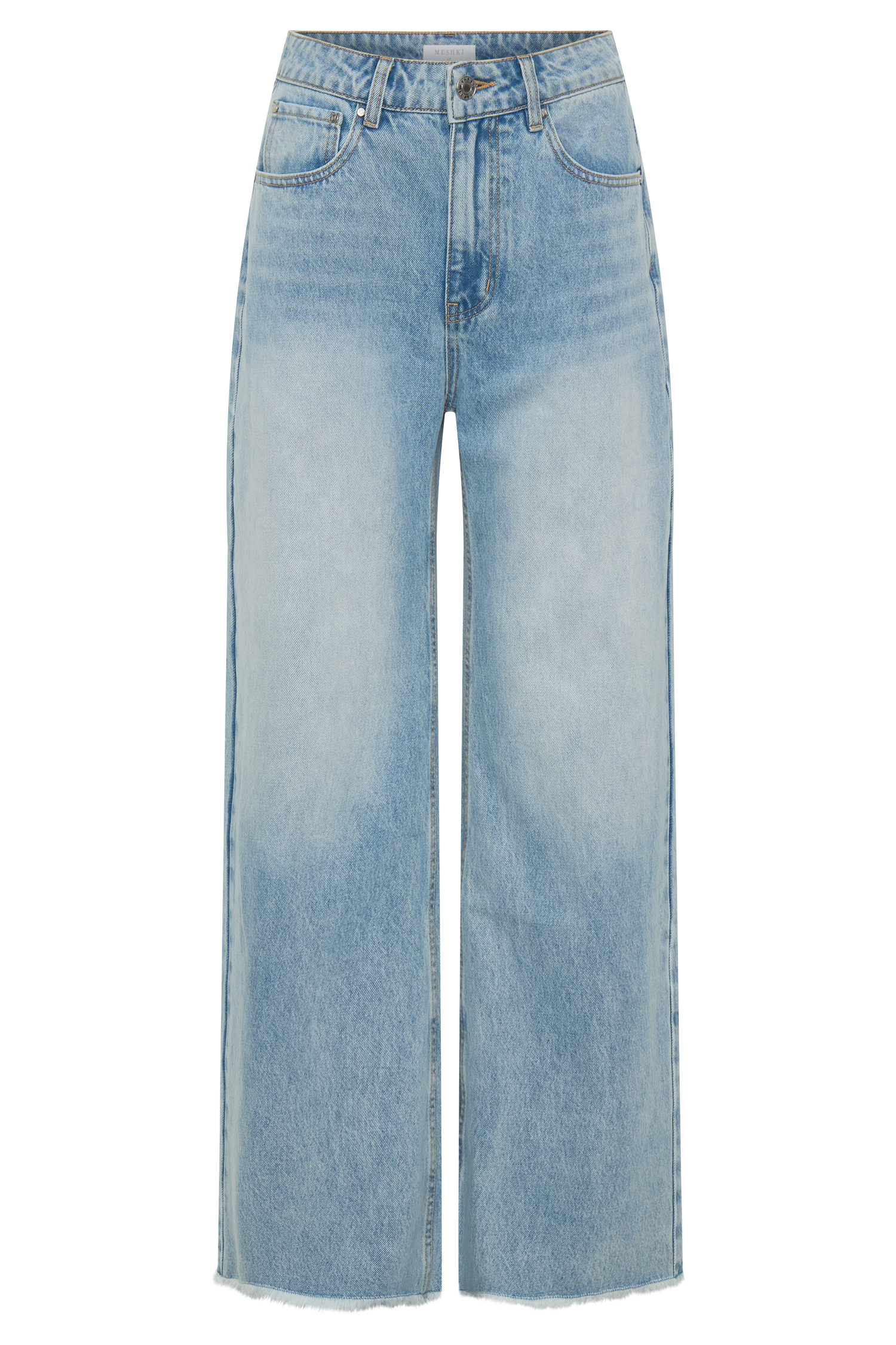 ヤッターマン様 10years Wide Straight Denim Sebastian Straight Leg Denim Jeans With Fray Hem - Washed Light