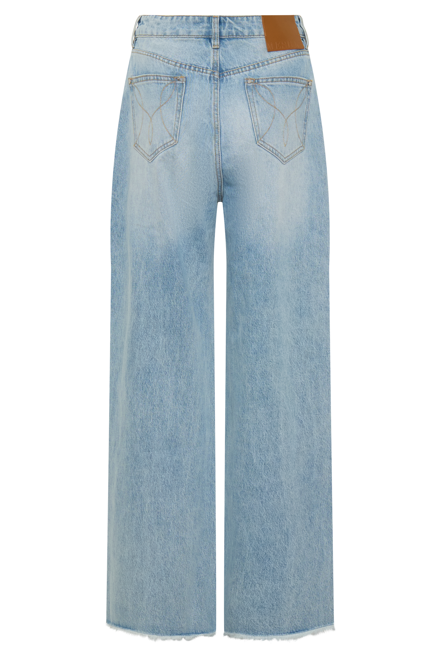 Sebastian Straight Leg Denim Jeans With Fray Hem - Washed Light Blue #12