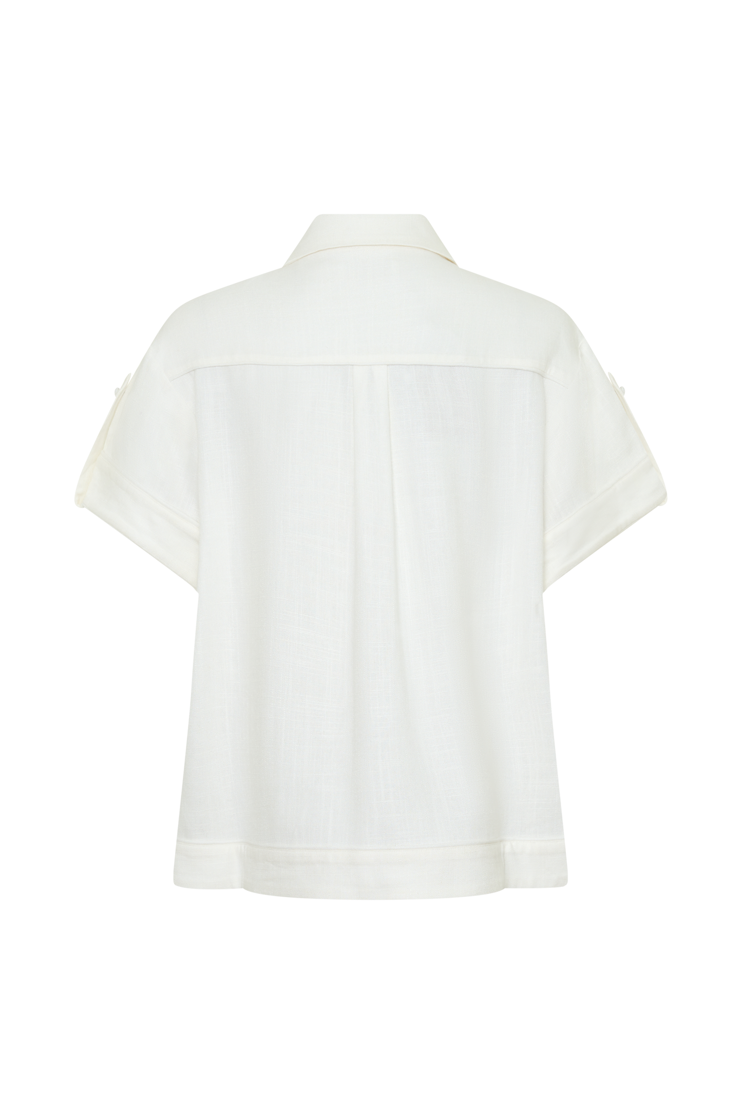 Selena Linen Short Sleeve Shirt - White