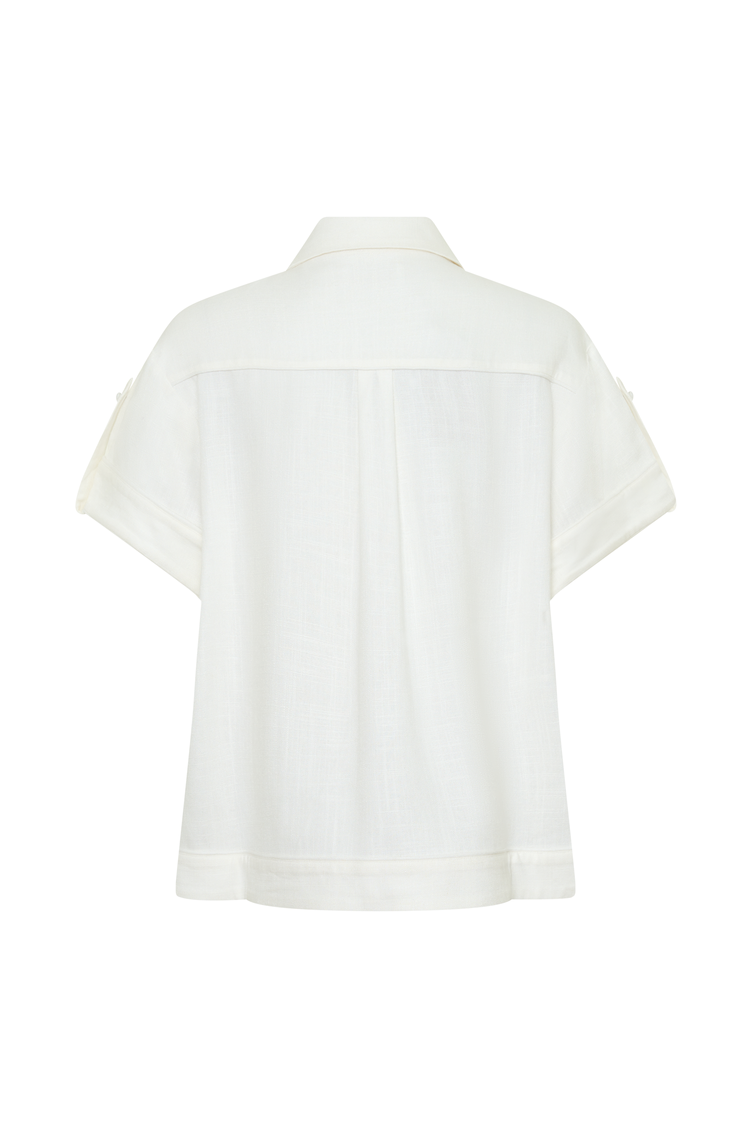 Selena Linen Short Sleeve Shirt - White #10