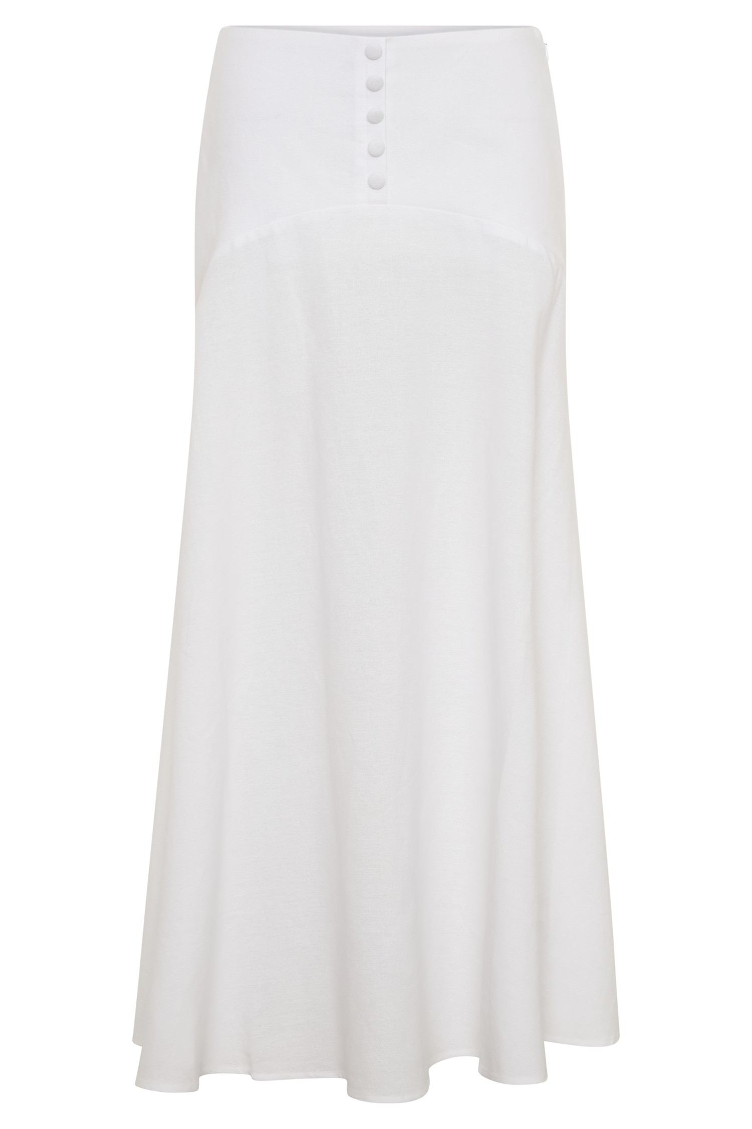 Selma Curved Waist Midi Skirt - White #9