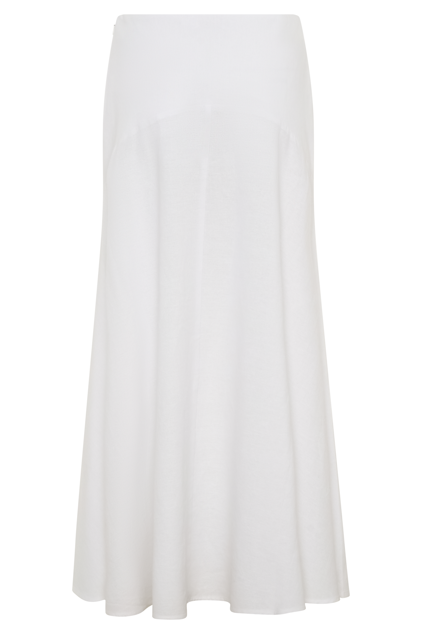 Selma Curved Waist Midi Skirt - White
