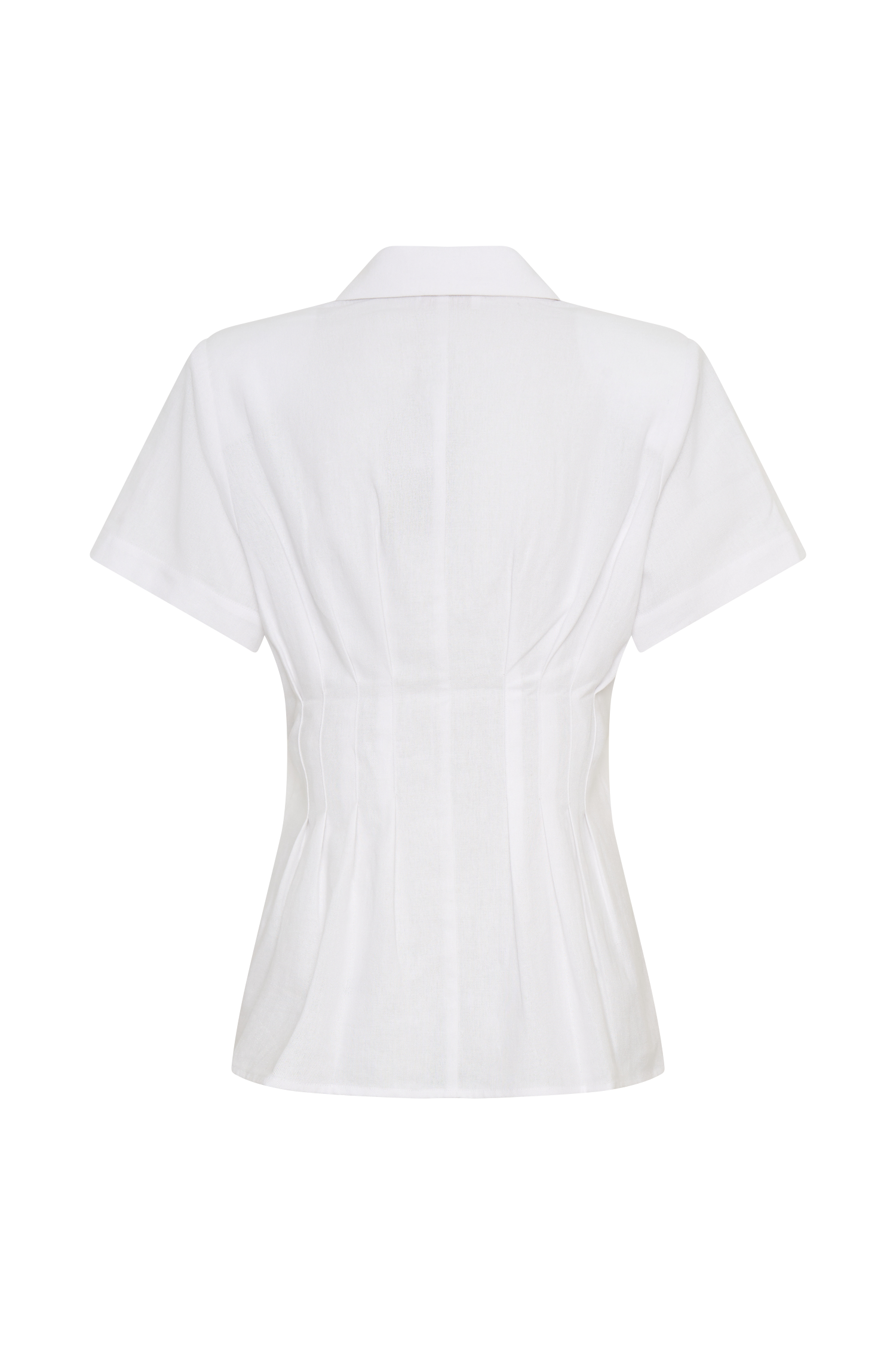 Selma Short Sleeve Linen Shirt - White #6