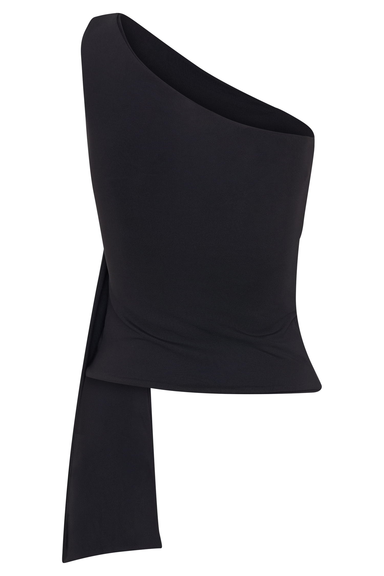 Sera One Shoulder Recycled Nylon Top With Drape - Black #7