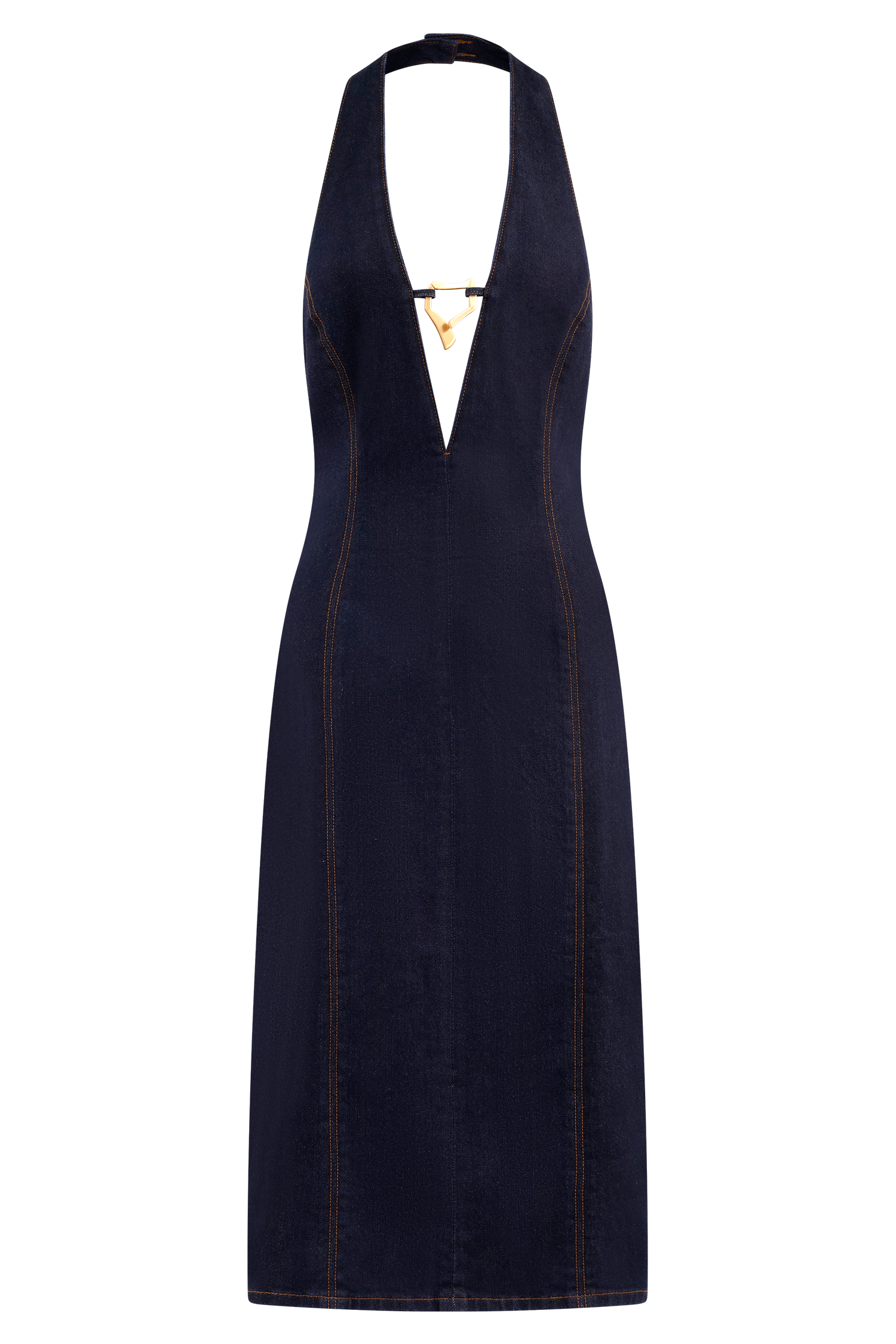 Shauna Denim Halter Midi Dress - Indigo Blue #10