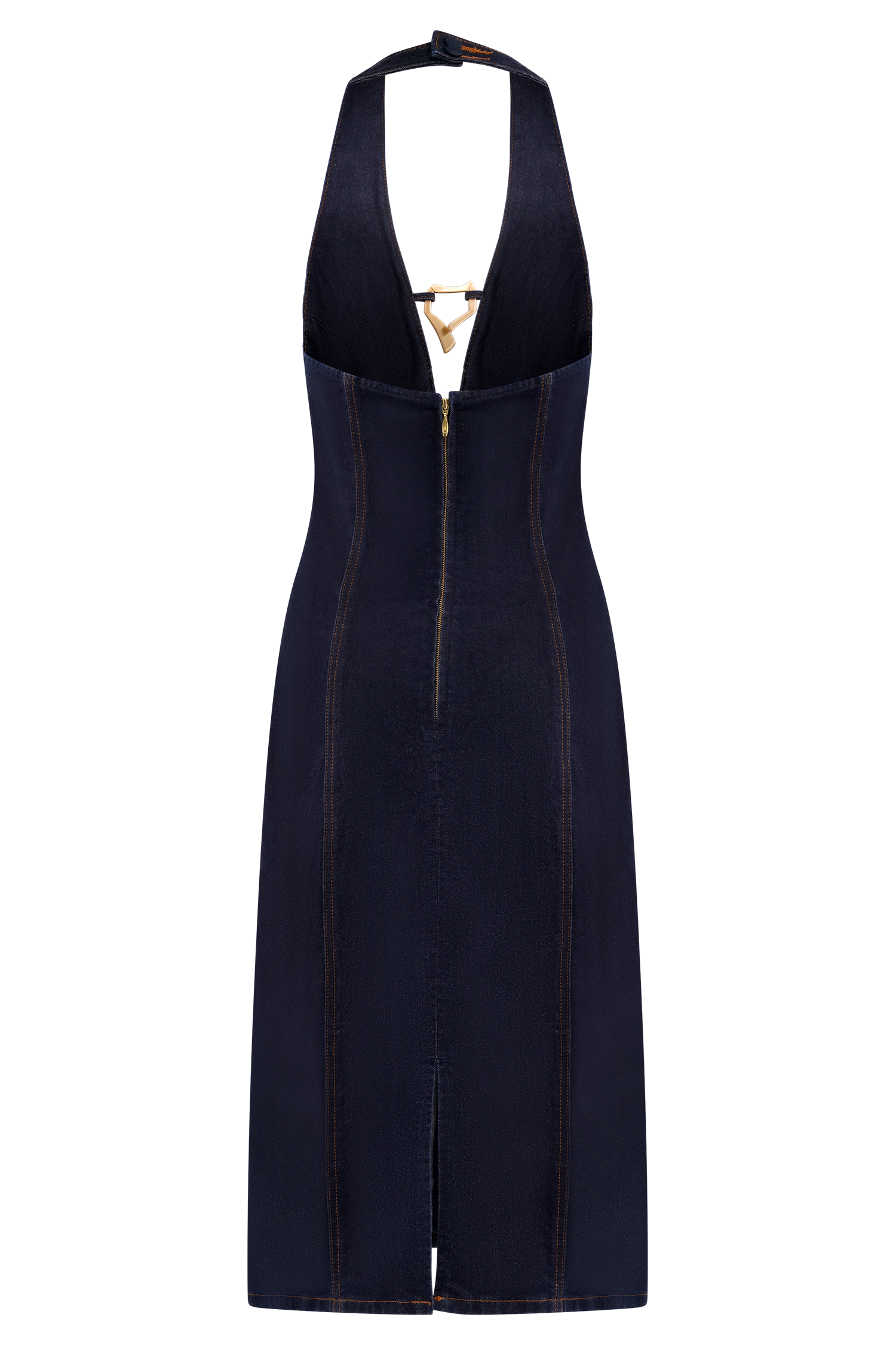 Shauna Denim Halter Midi Dress - Indigo Blue #9