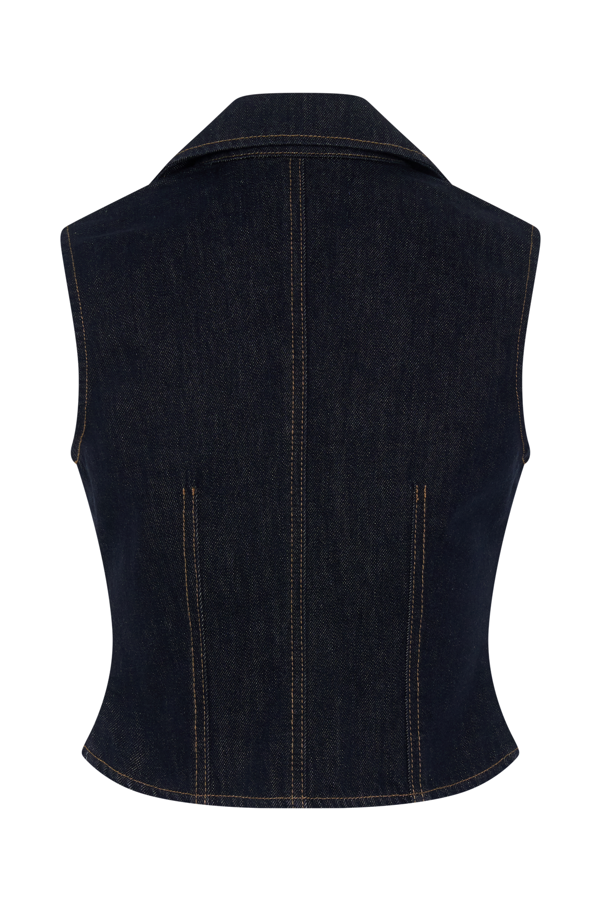 Shona Denim Vest With Decorative Buttons - Washed Indigo Blue #8