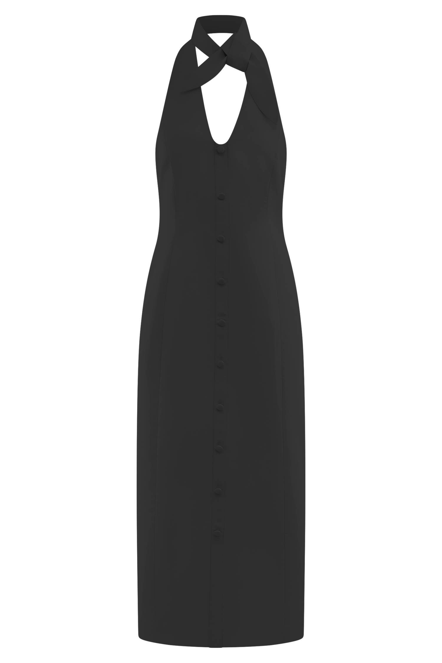 Simona Halter Neck Midi Dress - Black #9