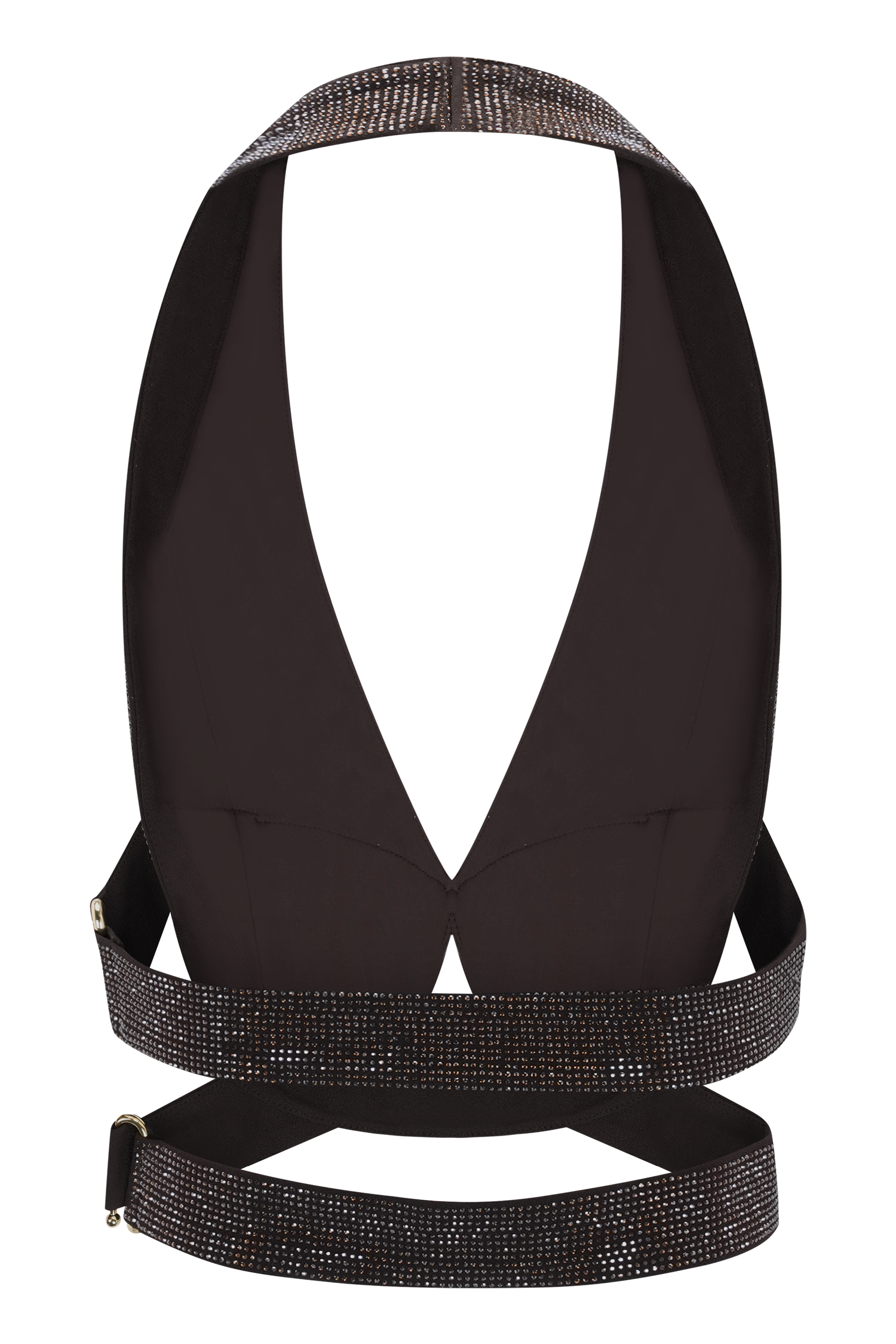 Siren Satin And Diamante Halter Top - Dark Chocolate #2