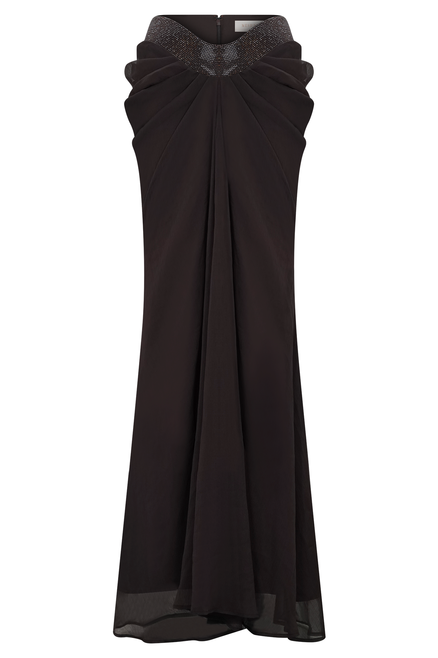 Siren Satin And Diamante Maxi Skirt - Dark Chocolate #4