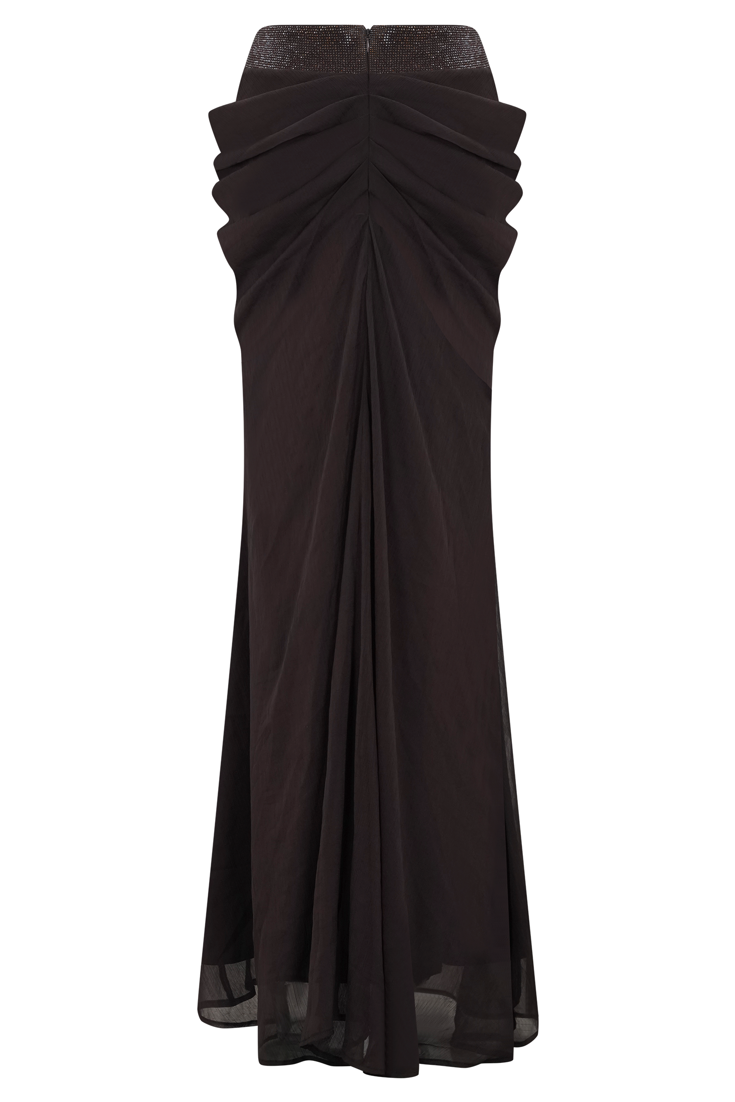 Siren Satin And Diamante Maxi Skirt - Dark Chocolate #3