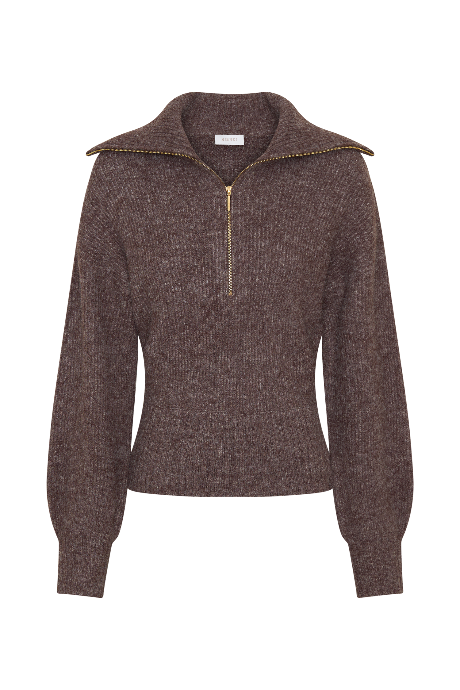 Skylaine Zip Knit Jumper - Brown Marle #10