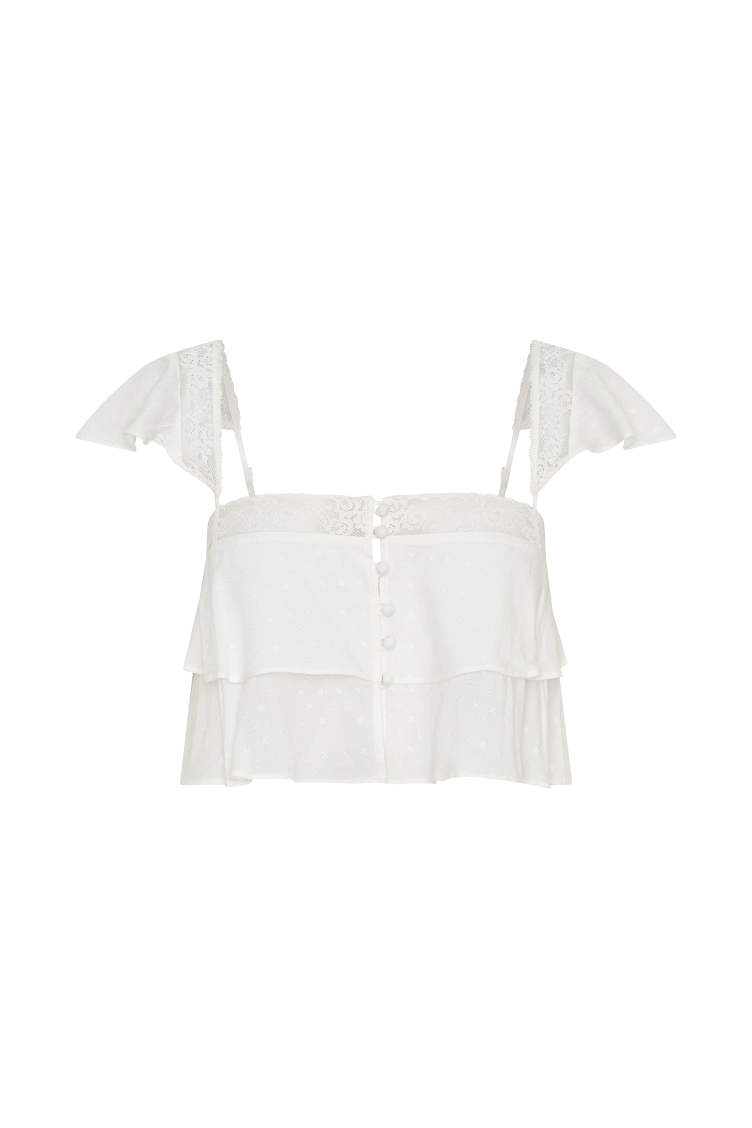 Skylar Lace Sleeveless Crop Top - White #11