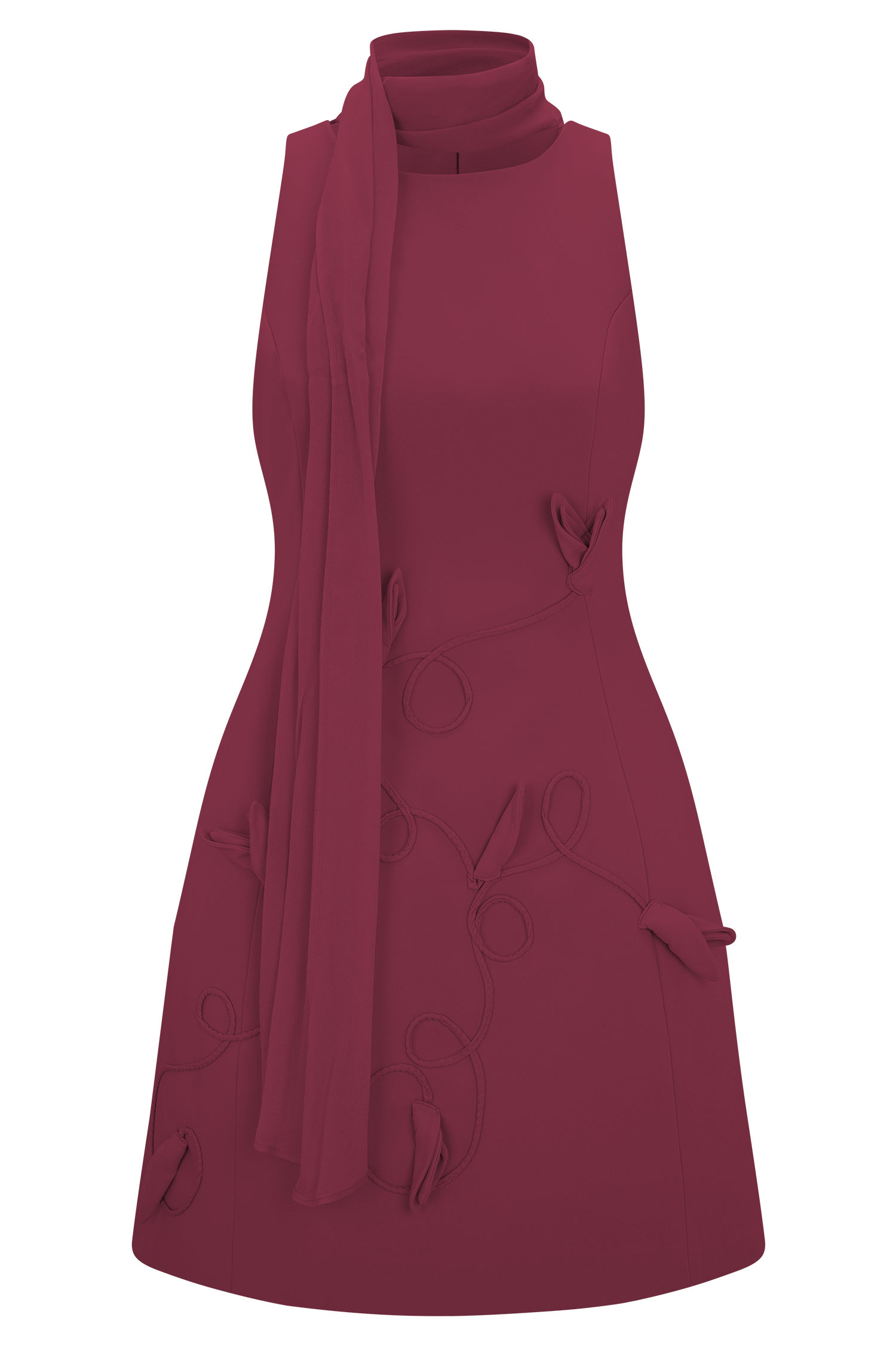 Skyler Suiting Embroidered Mini Dress - Wine #9