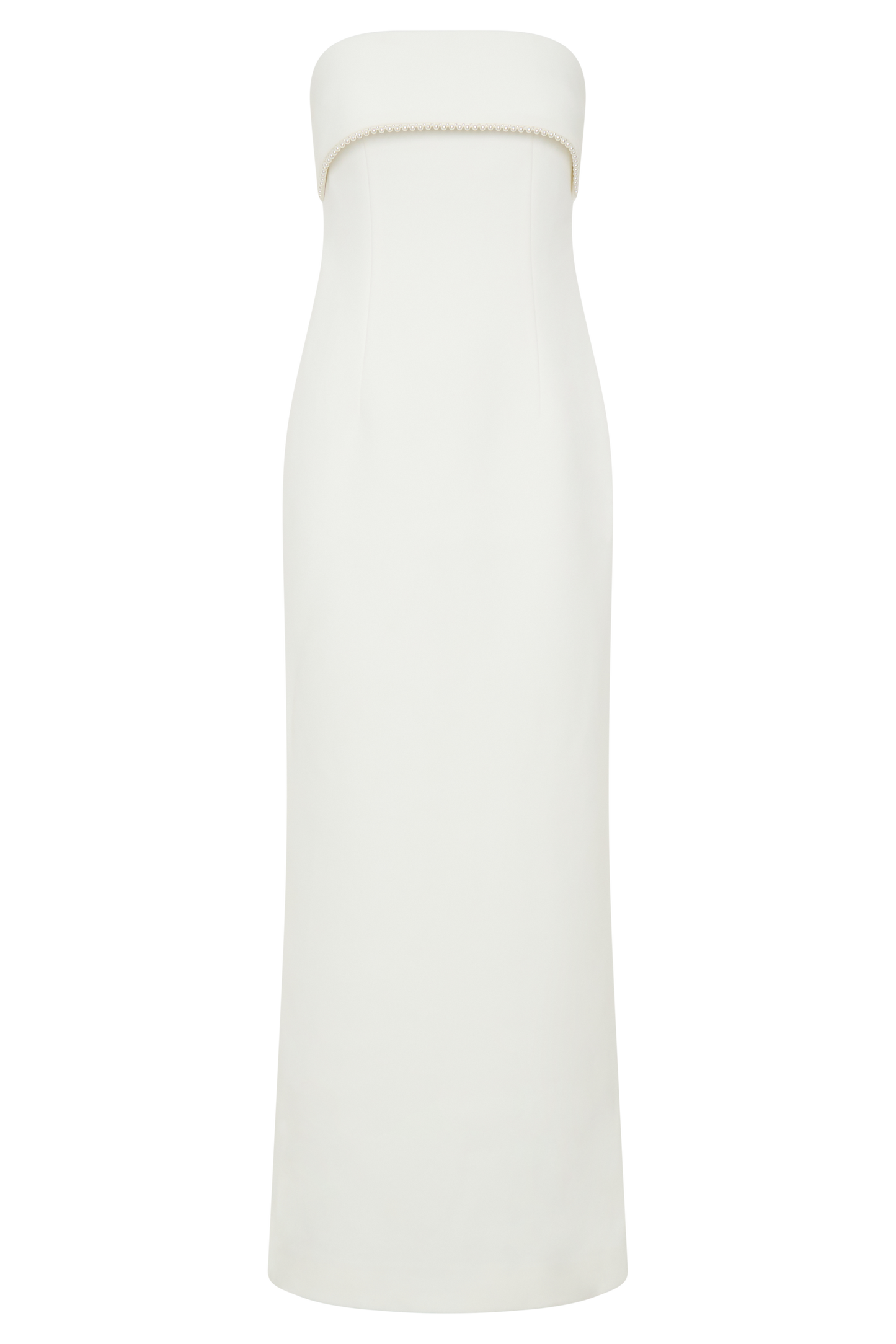 Sloane Strapless Maxi Dress With Pearls - White