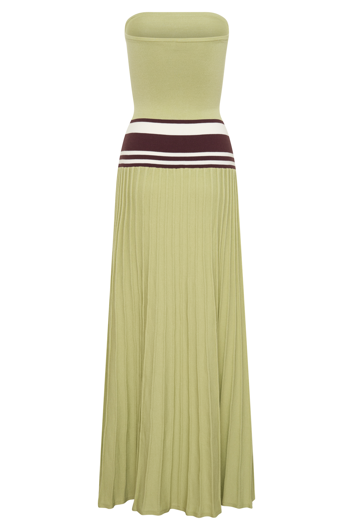 Solaris Strapless Contrast Knit Maxi Dress - Light Olive #6