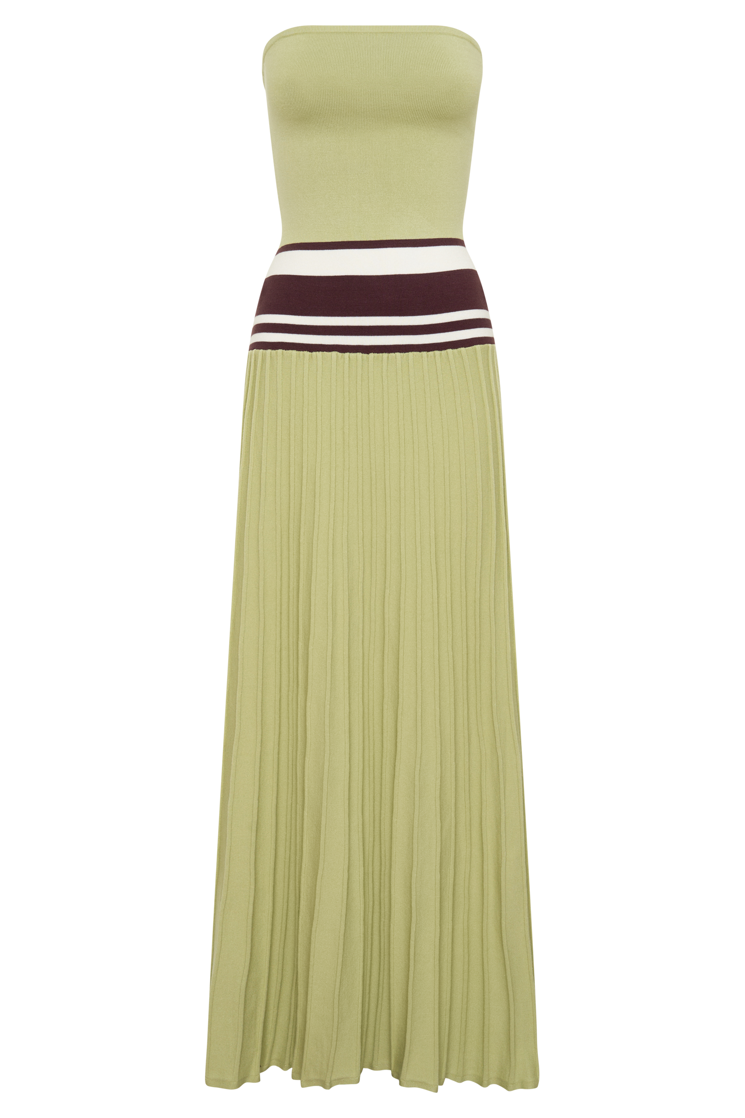 Solaris Strapless Contrast Knit Maxi Dress - Light Olive #7