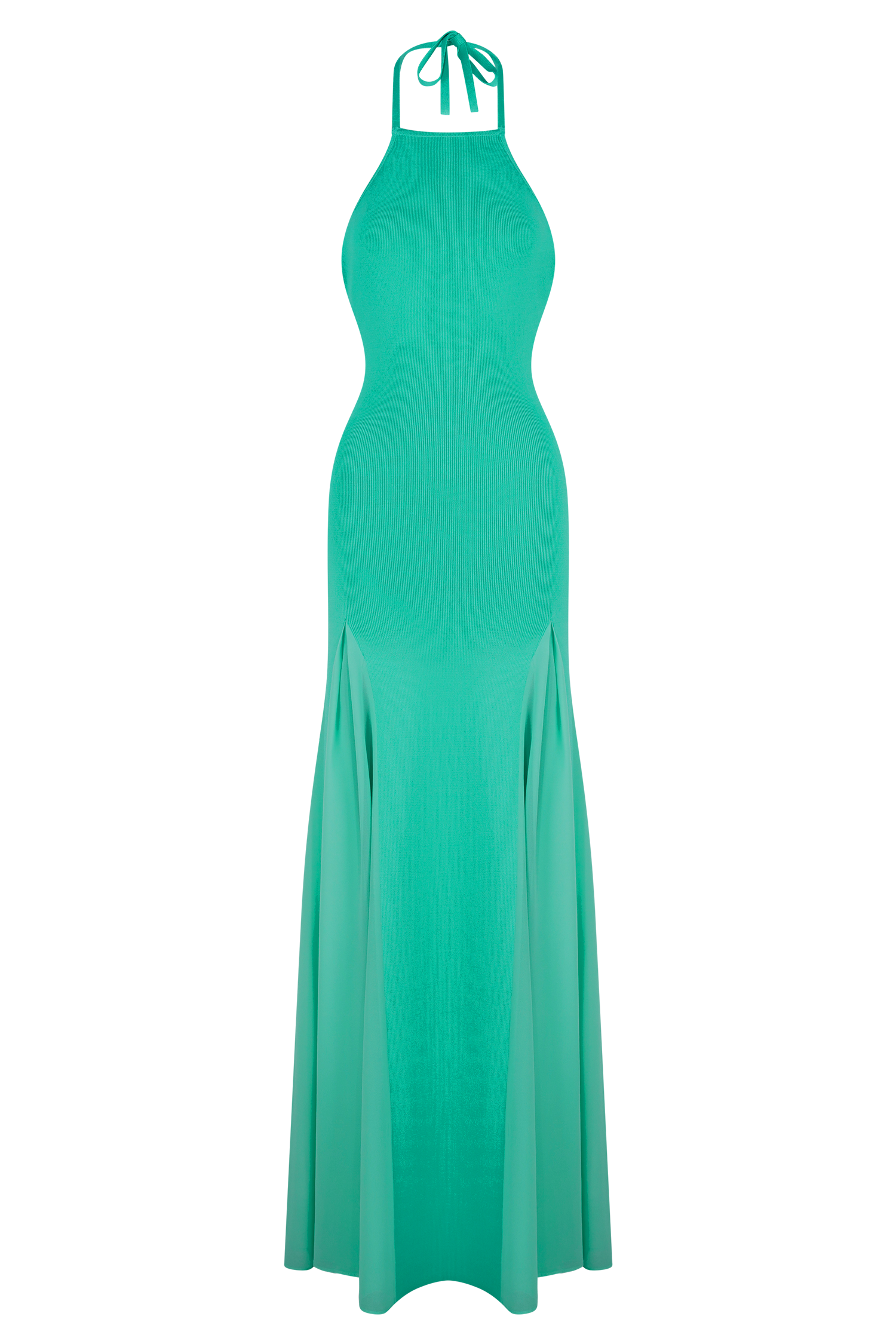 Soleil Knit And Mesh Halter Maxi Dress - Lagoon #7