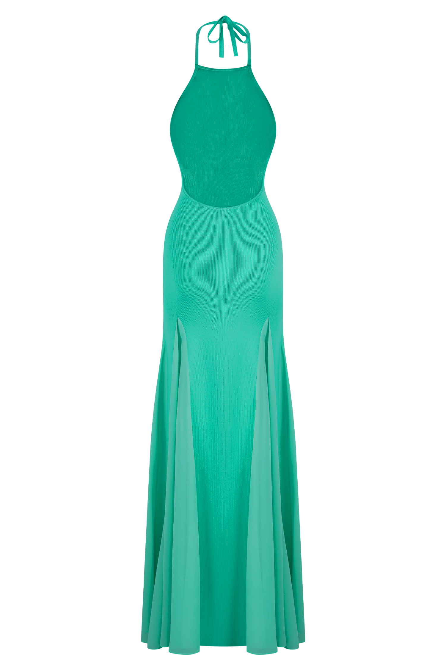 Soleil Knit And Mesh Halter Maxi Dress - Lagoon #6