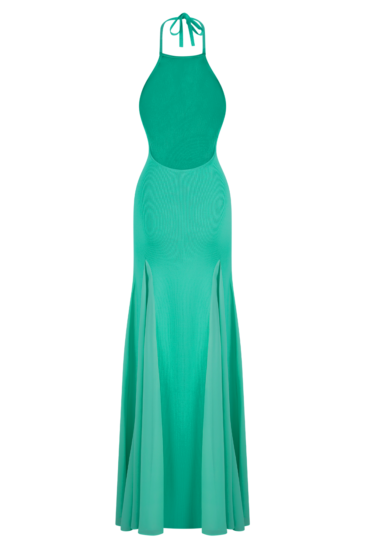 Soleil Knit And Mesh Halter Maxi Dress - Lagoon #6