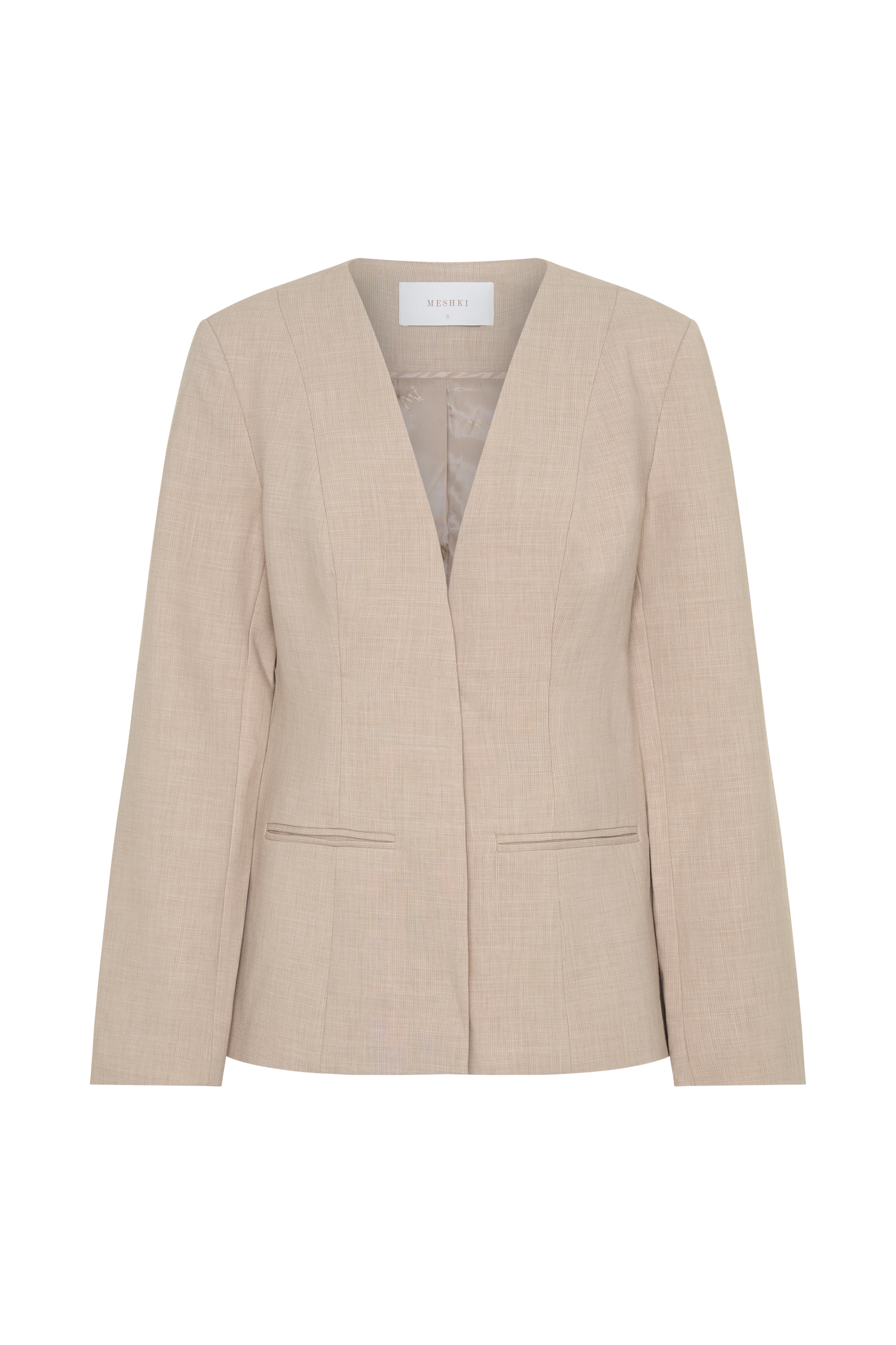 Solenne Collarless Suiting Blazer - Natural Marle #9