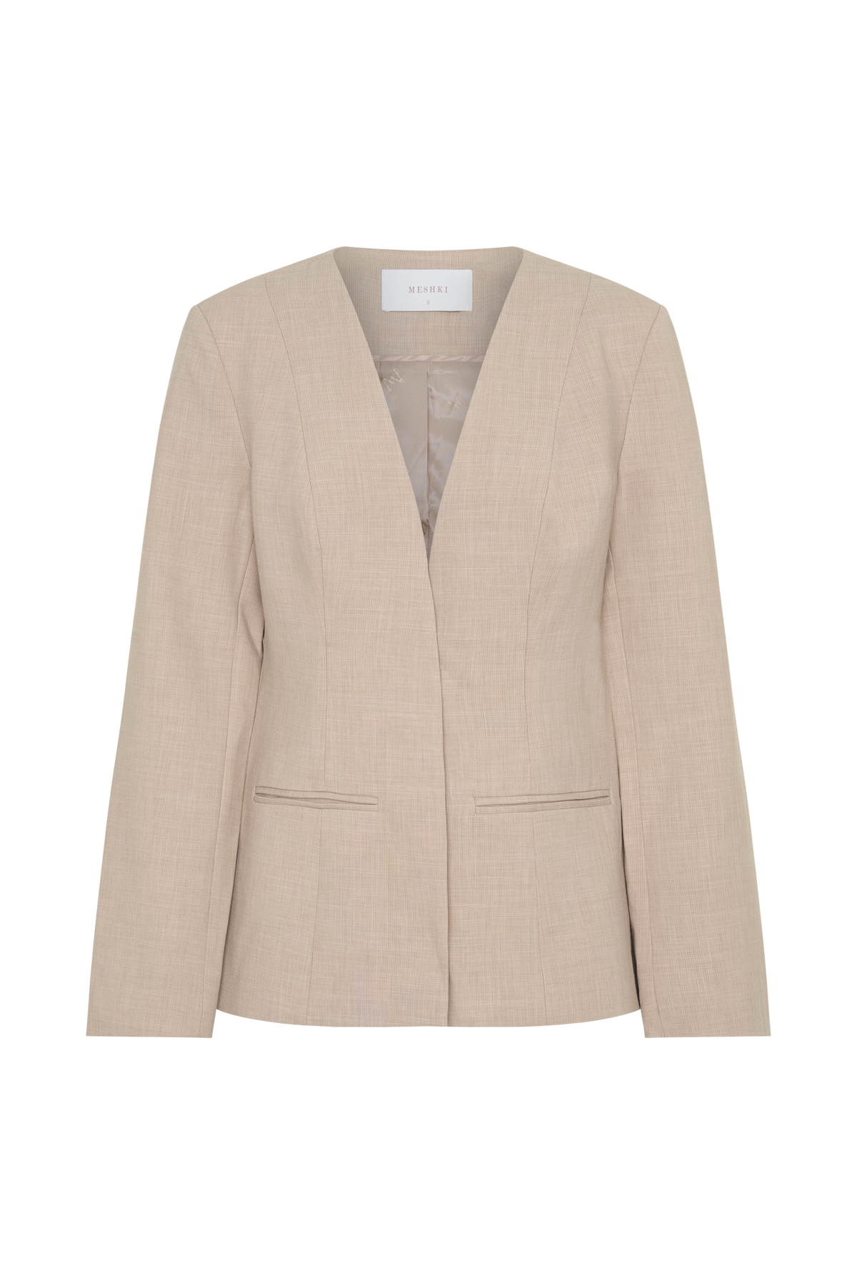Solenne Collarless Suiting Blazer - Natural Marle #9