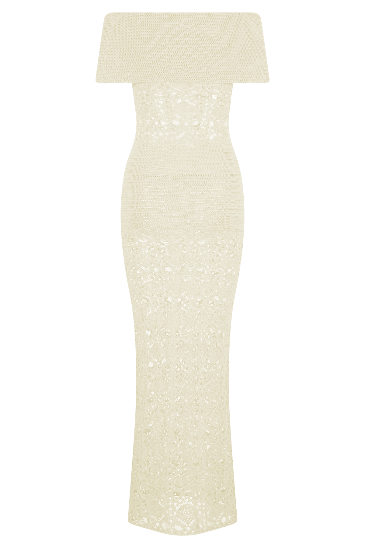 Solstice Off Shoulder Crochet Knit Maxi Dress - Ivory #6