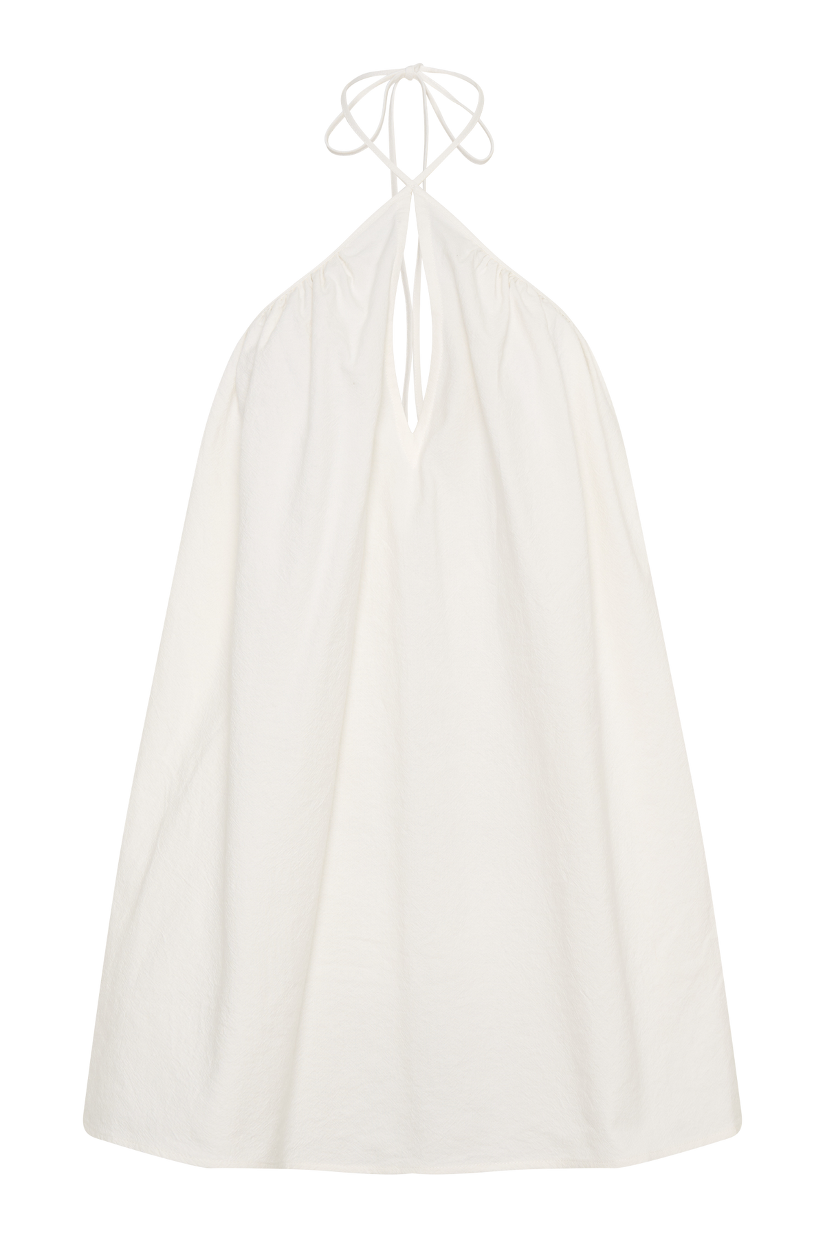 Sonja Keyhole Halter Cotton Mini Dress - White #10