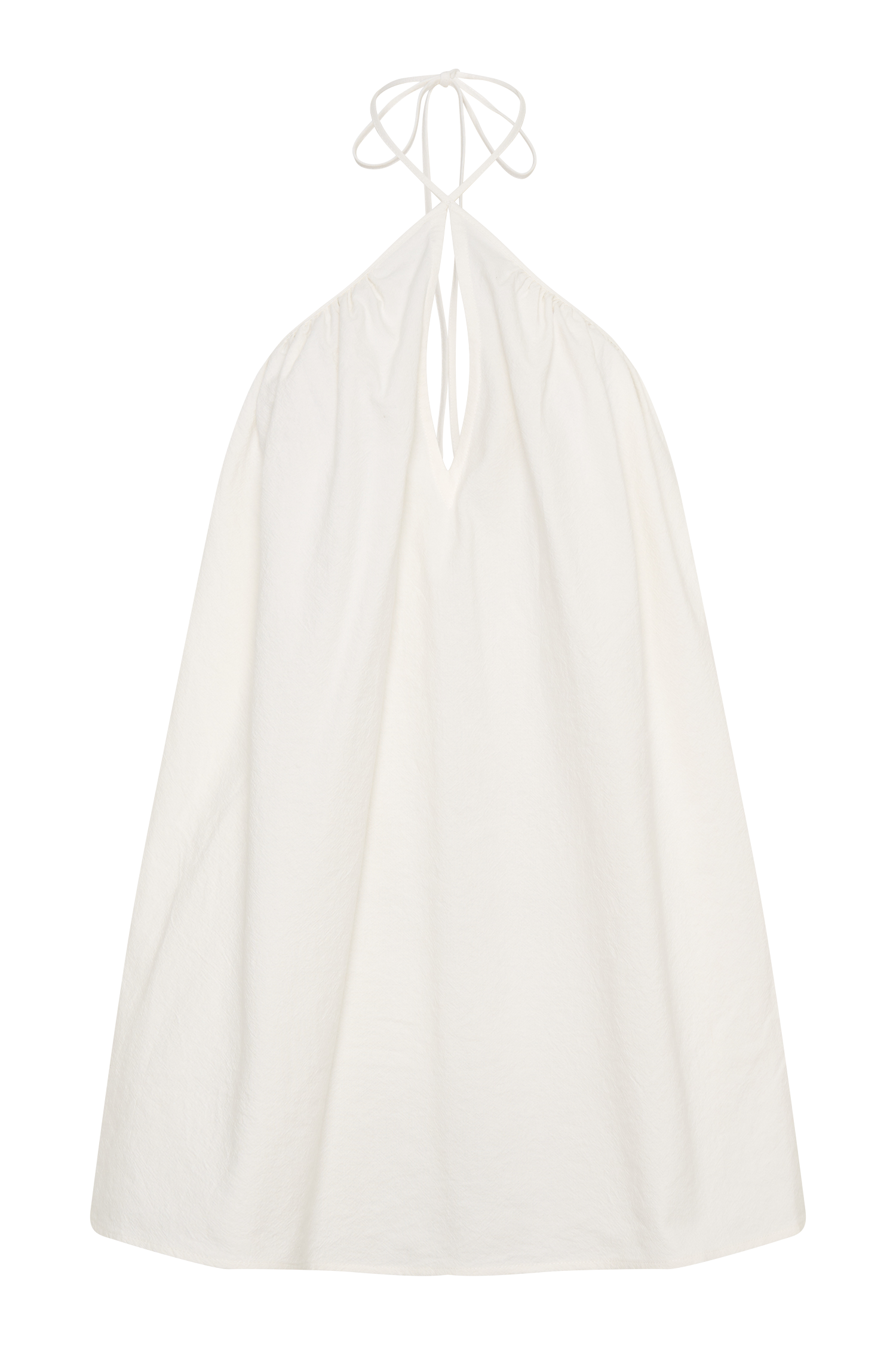 Sonja Keyhole Halter Cotton Mini Dress - White #10