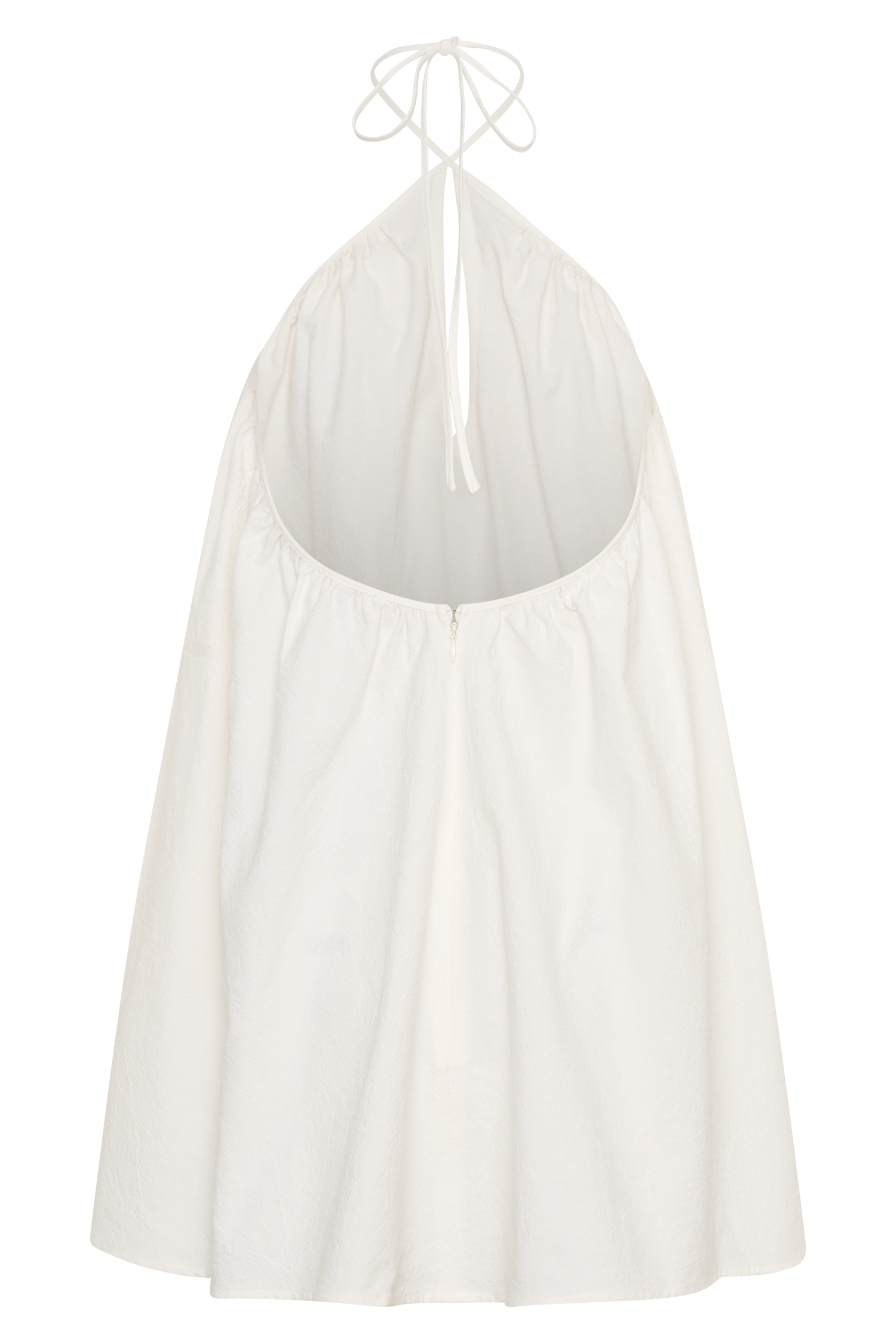 Sonja Keyhole Halter Cotton Mini Dress - White #9