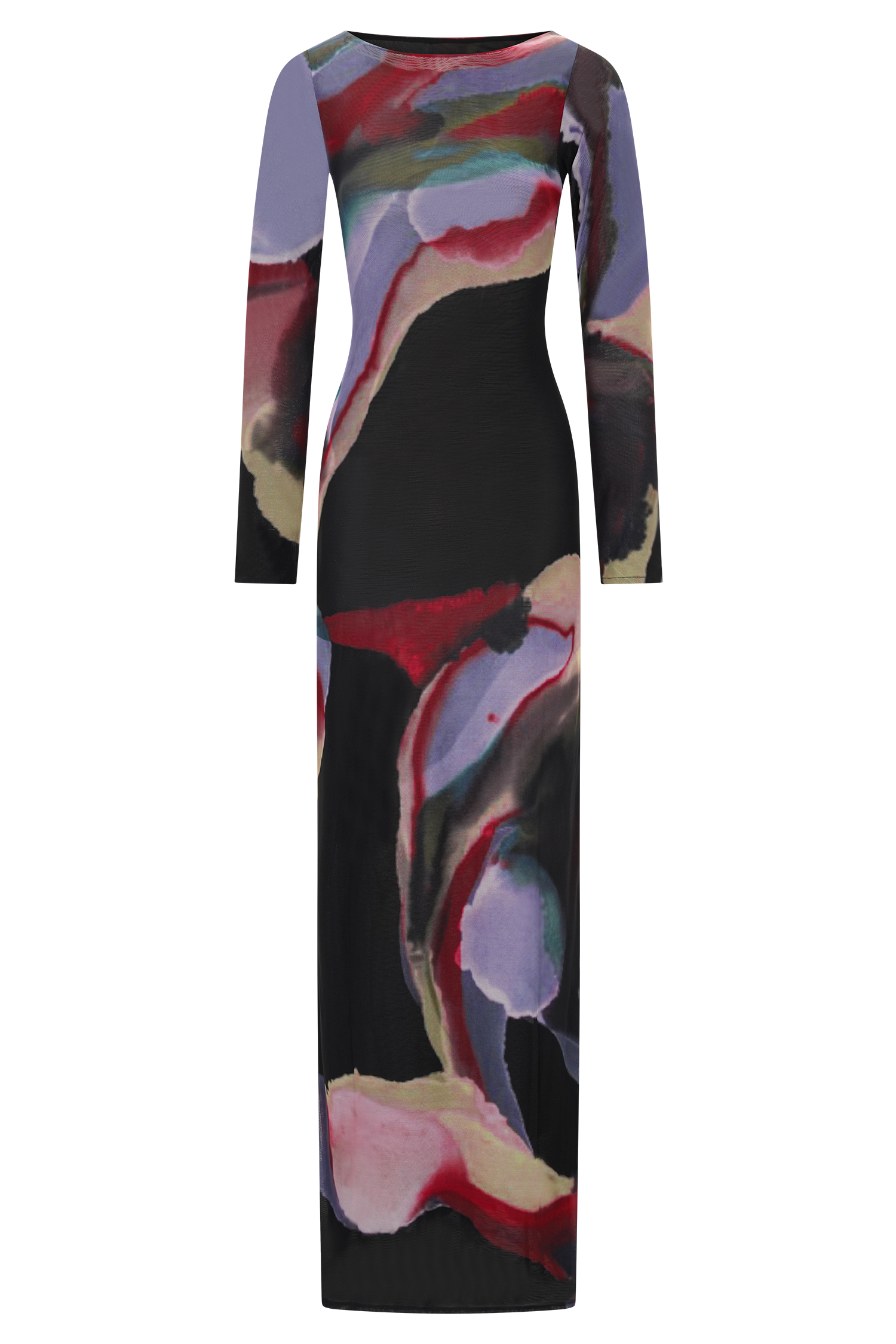 Soraya Long Sleeve Mesh Maxi Dress - Multi Fluid Reverie Print #9