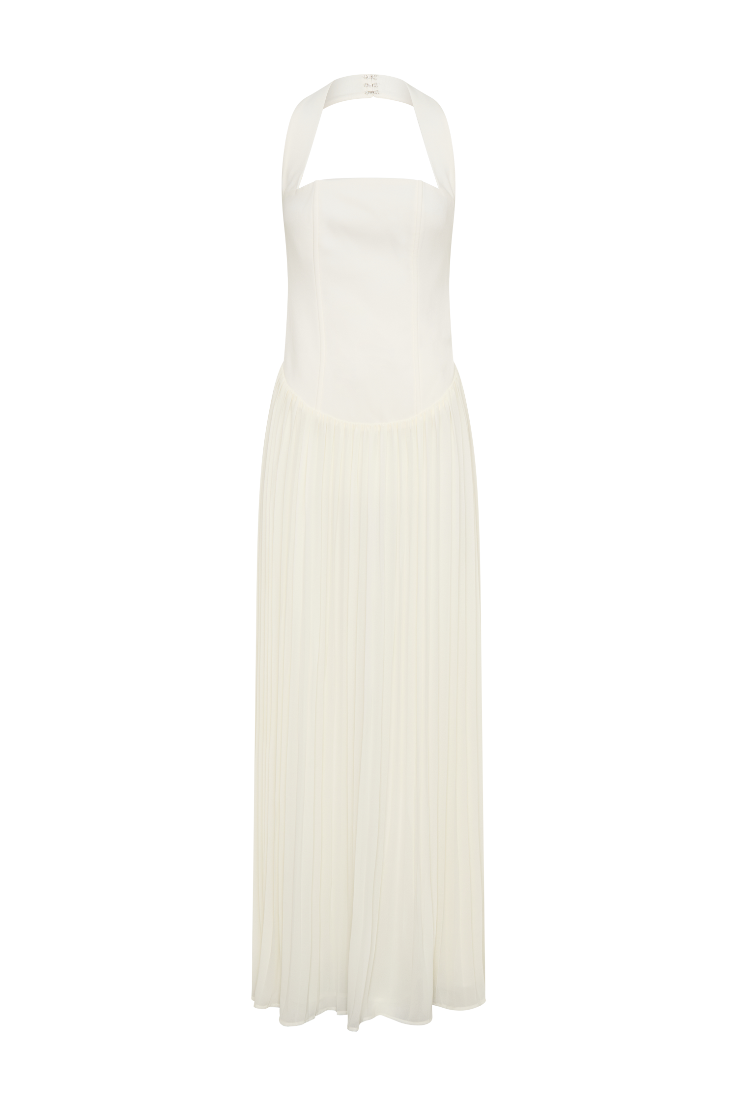 Stacie Pleated Halter Maxi Dress - Ivory #9