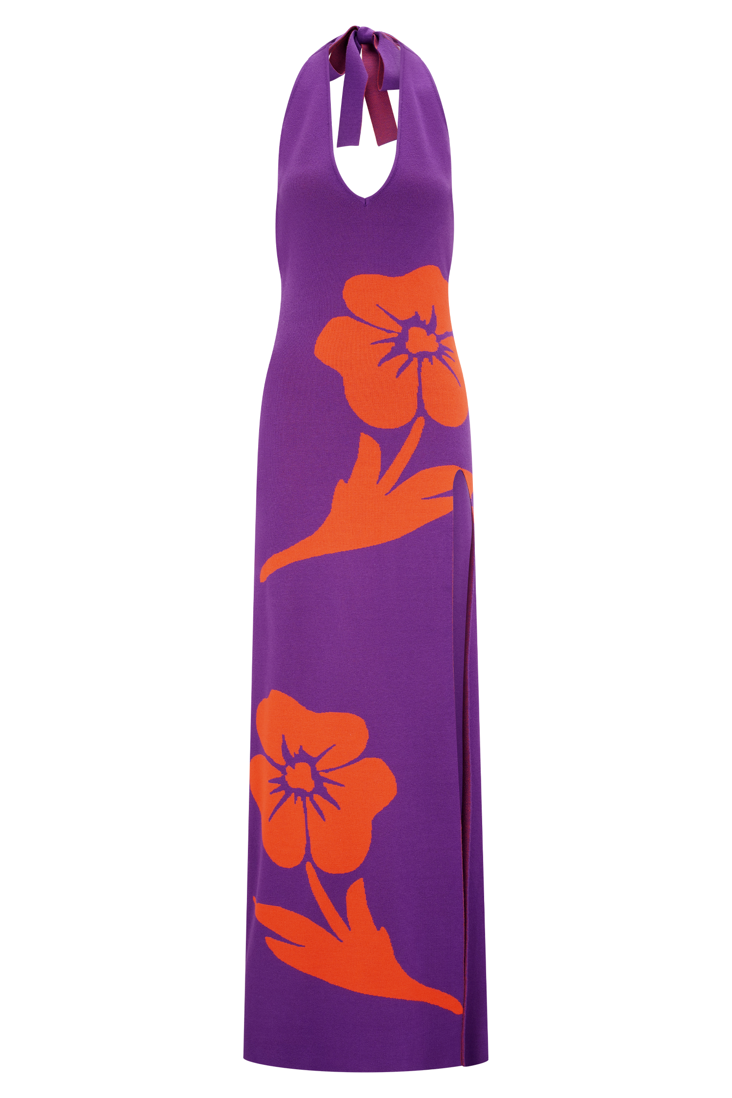 Stacy Knit Halter Maxi Dress - Purple/Red #7