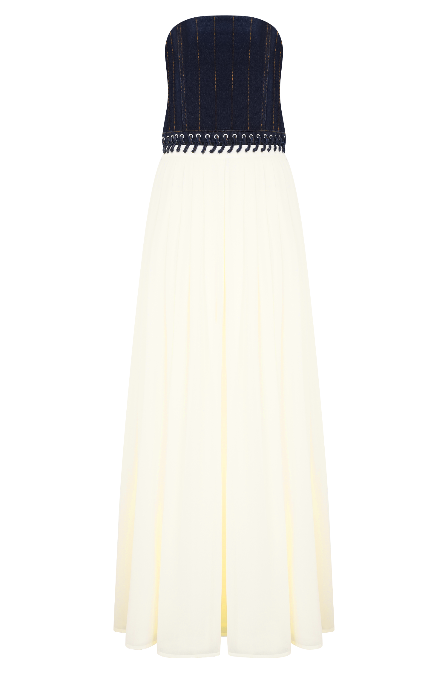 Suella Chiffon Denim Maxi Dress - Indigo Blue #10