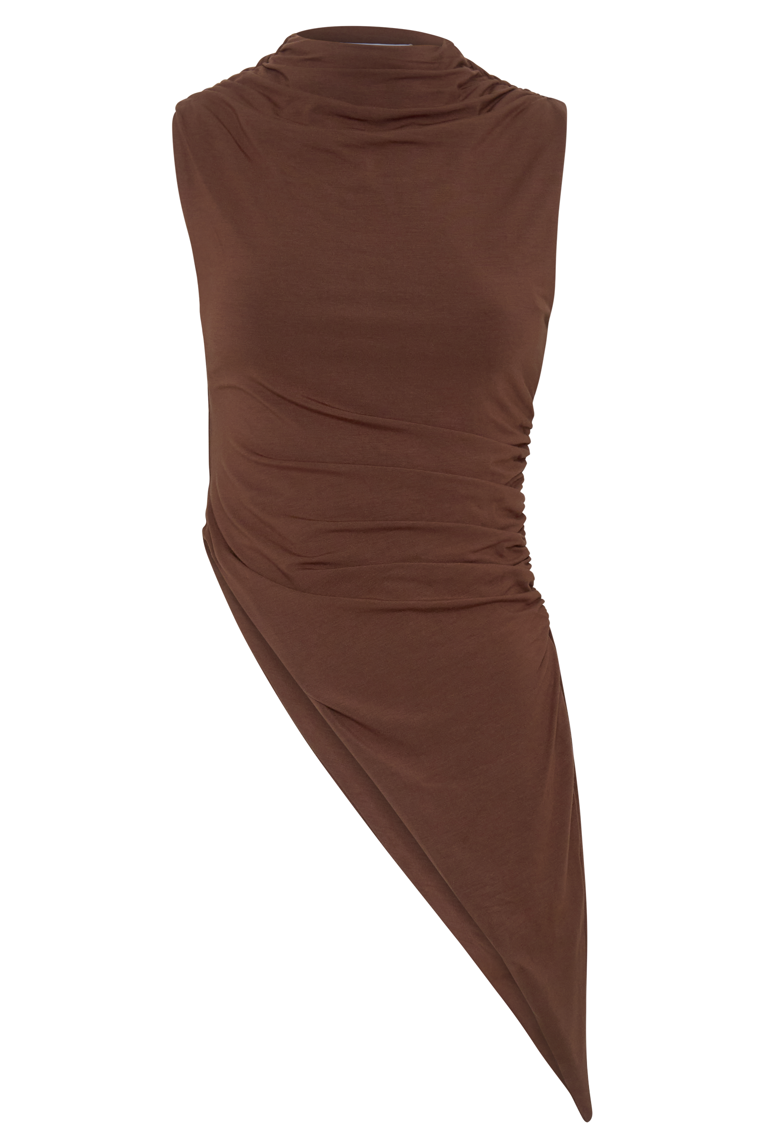 Suong High Neck Gathered Top - Mocha #9