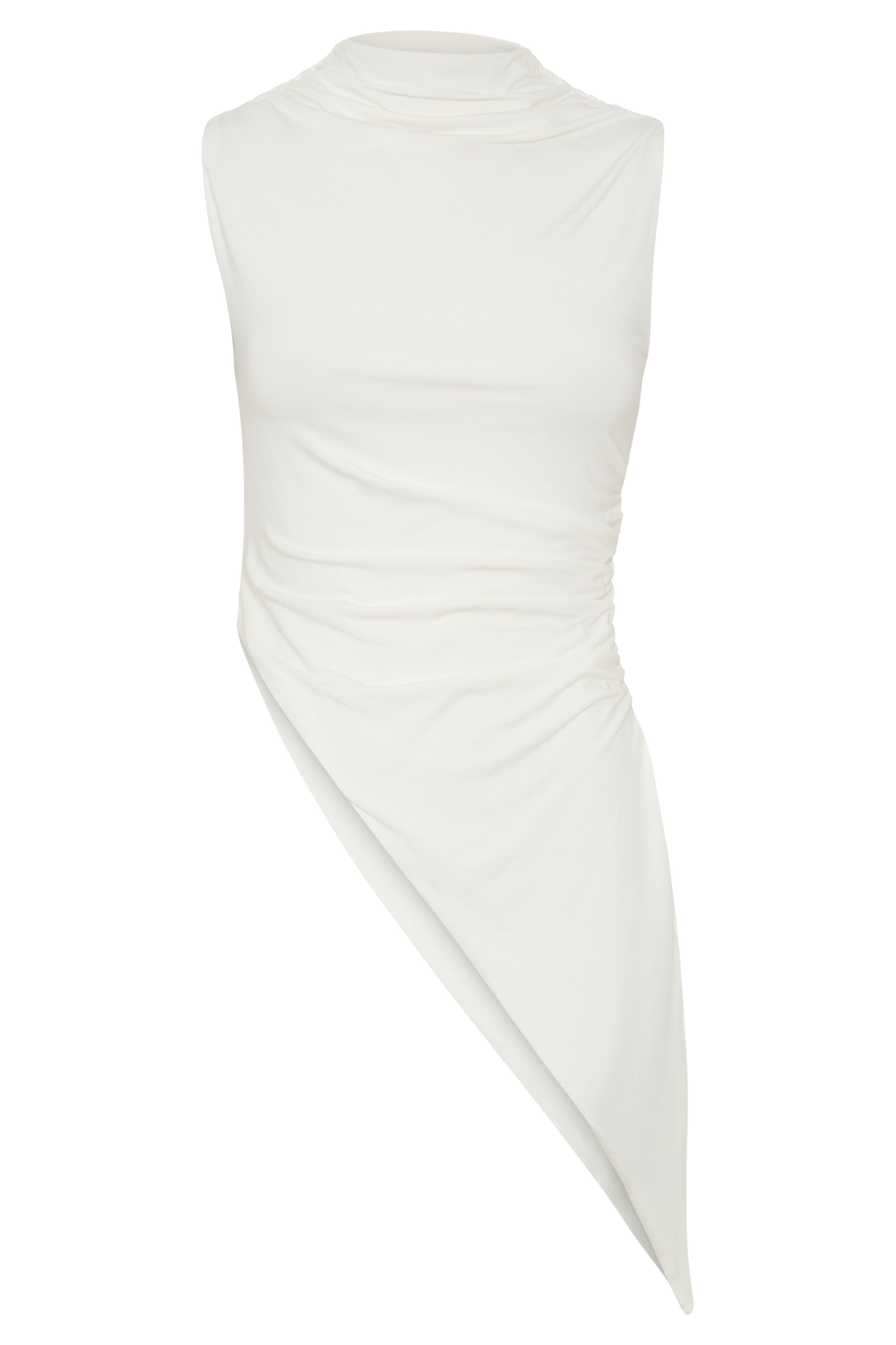 Suong High Neck Gathered Top - White #9