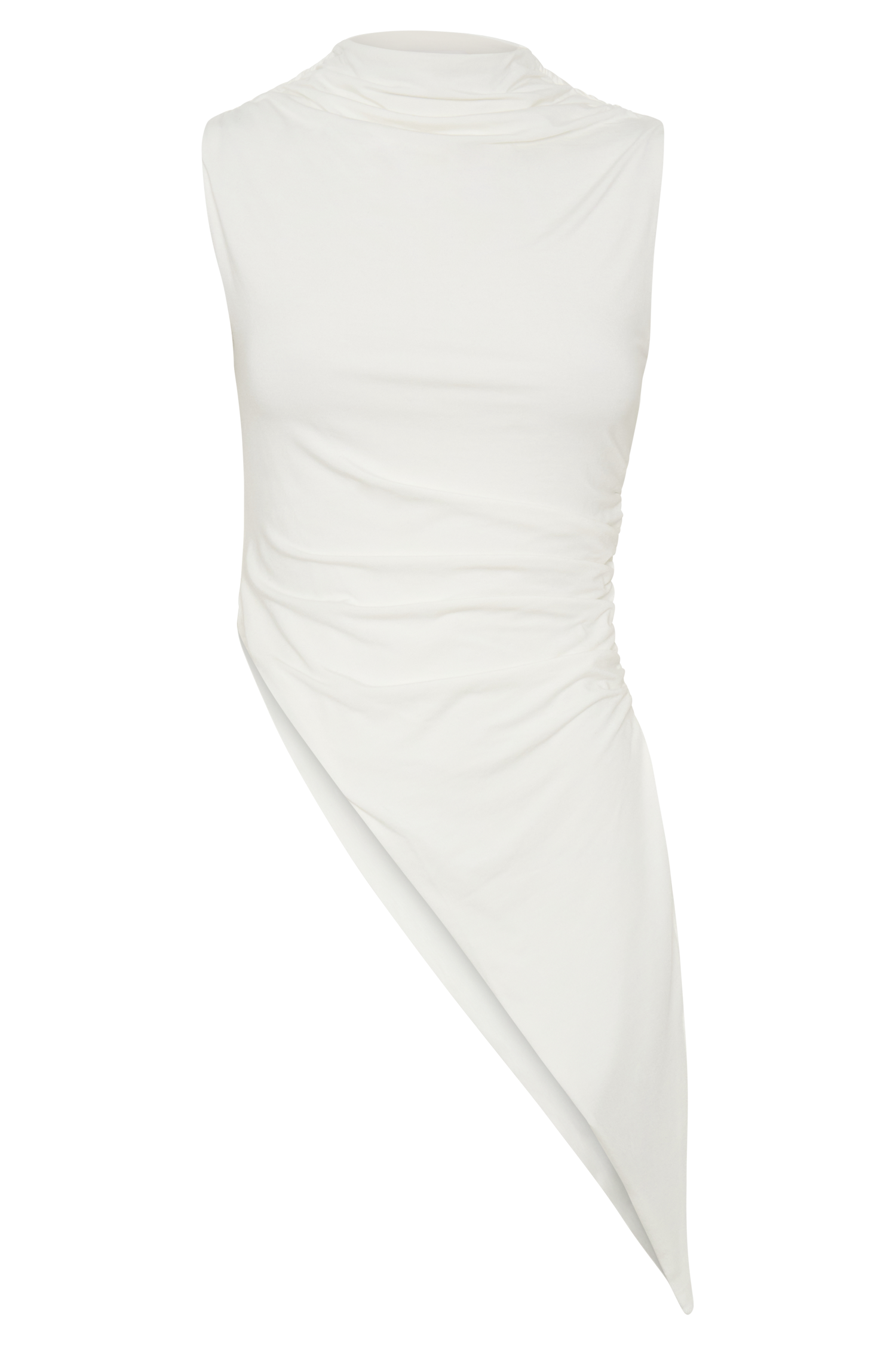 Suong High Neck Gathered Top - White #9