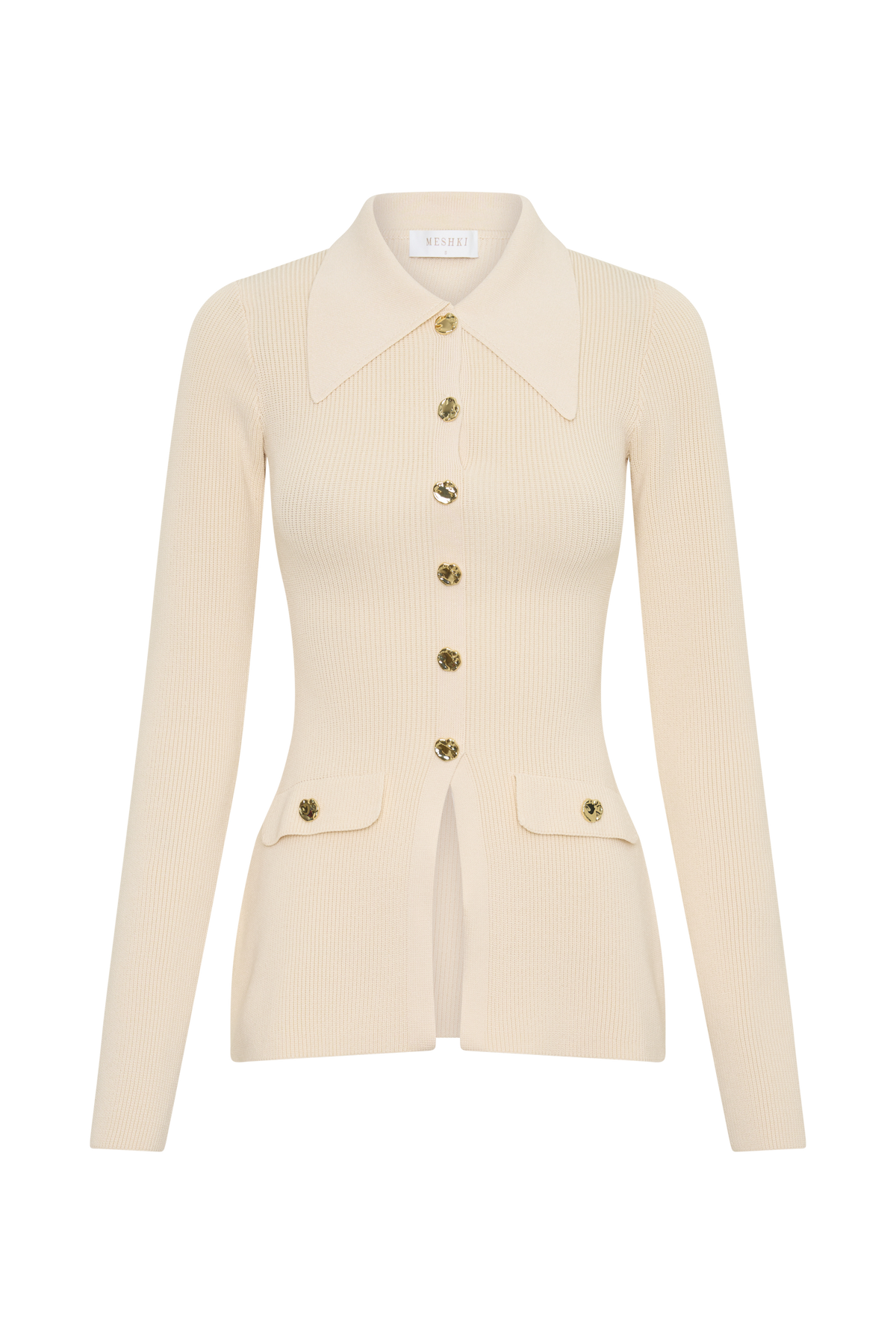 Suzie Ribbed Long Sleeve Longline Top - Ivory #11