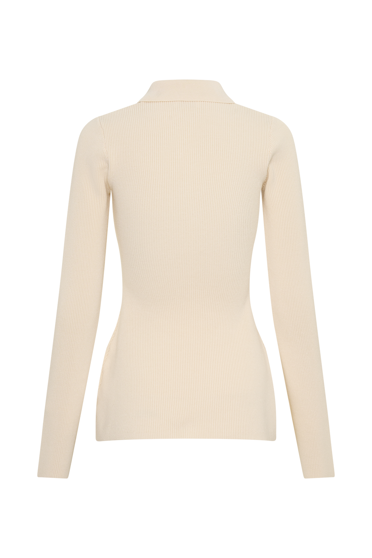 Suzie Ribbed Long Sleeve Longline Top - Ivory #10