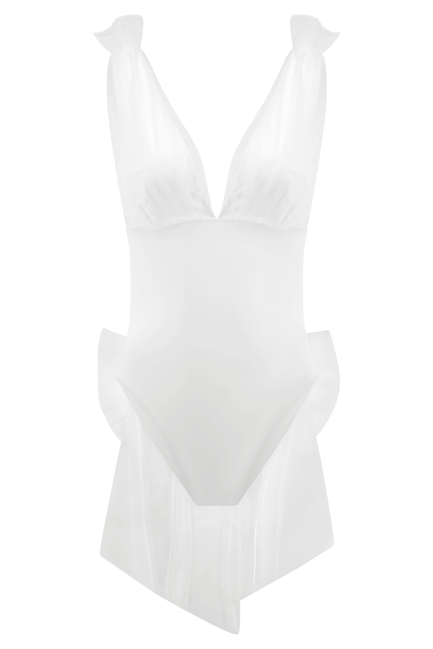 Sybil Plunge One Piece With Bow - Ivory #9