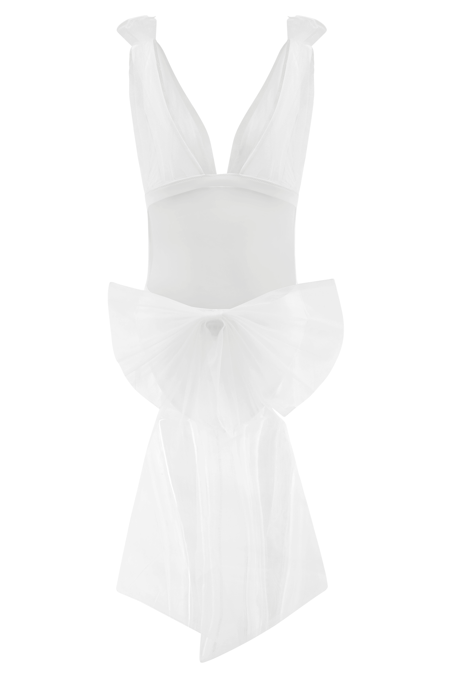 Sybil Plunge One Piece With Bow - Ivory #8