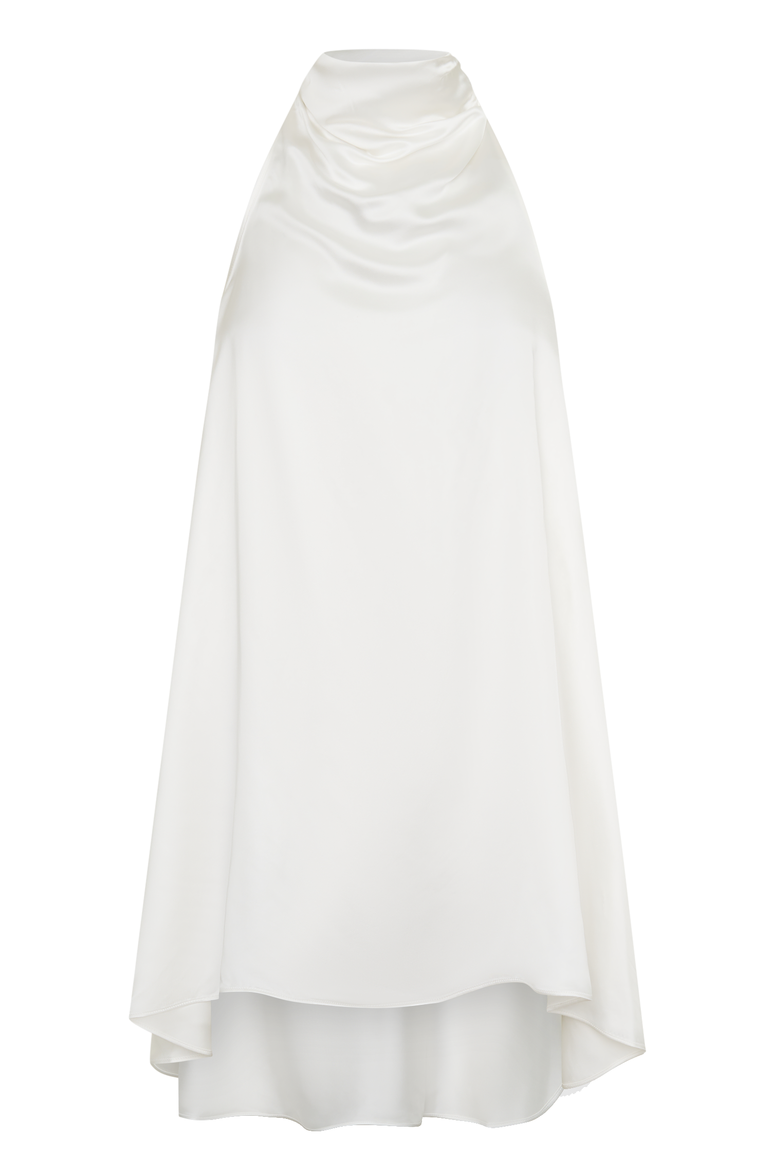 Sydney Asymmetrical Satin Halter Mini Dress - Ivory #11