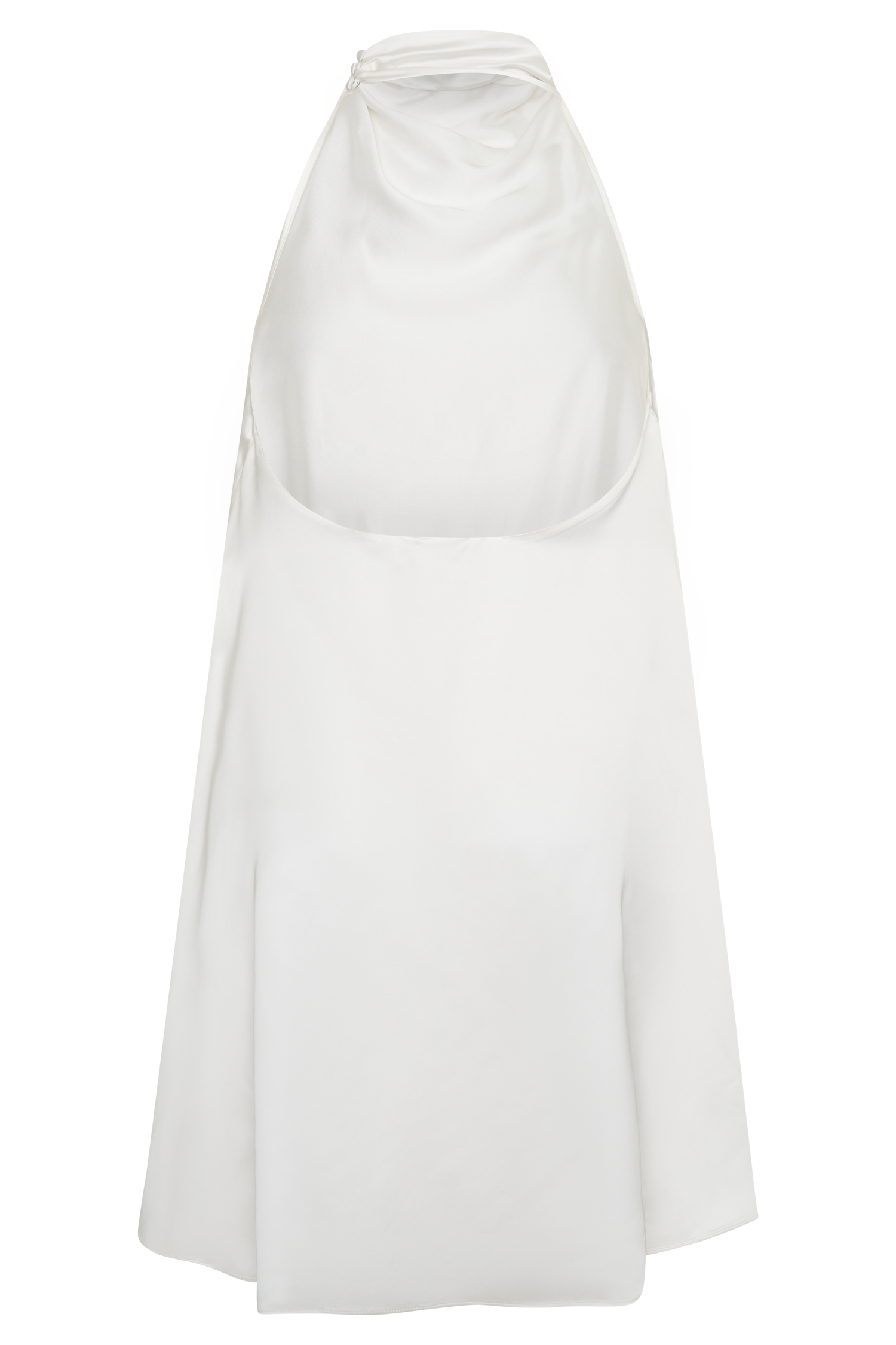 Sydney Asymmetrical Satin Halter Mini Dress - Ivory #10