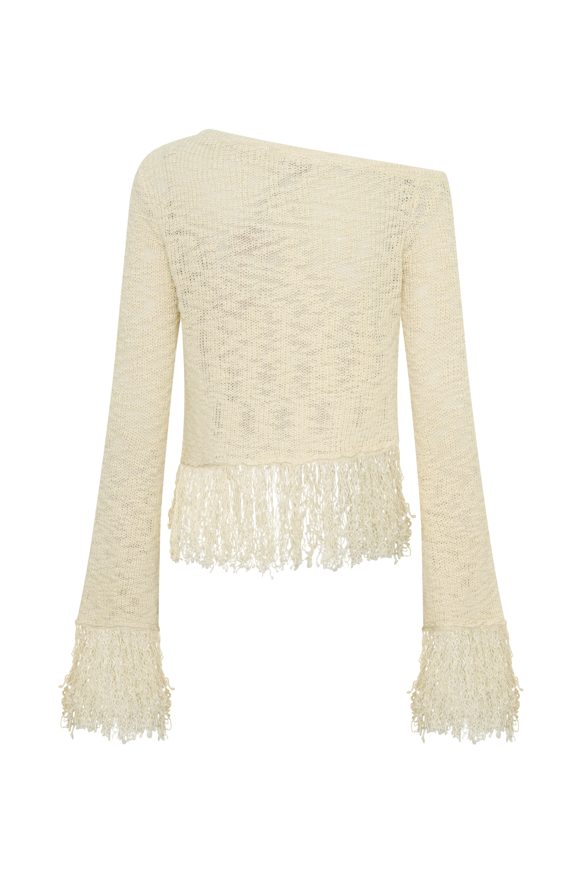 Tabitha Fringe Knit Long Sleeve Top - Cream #10